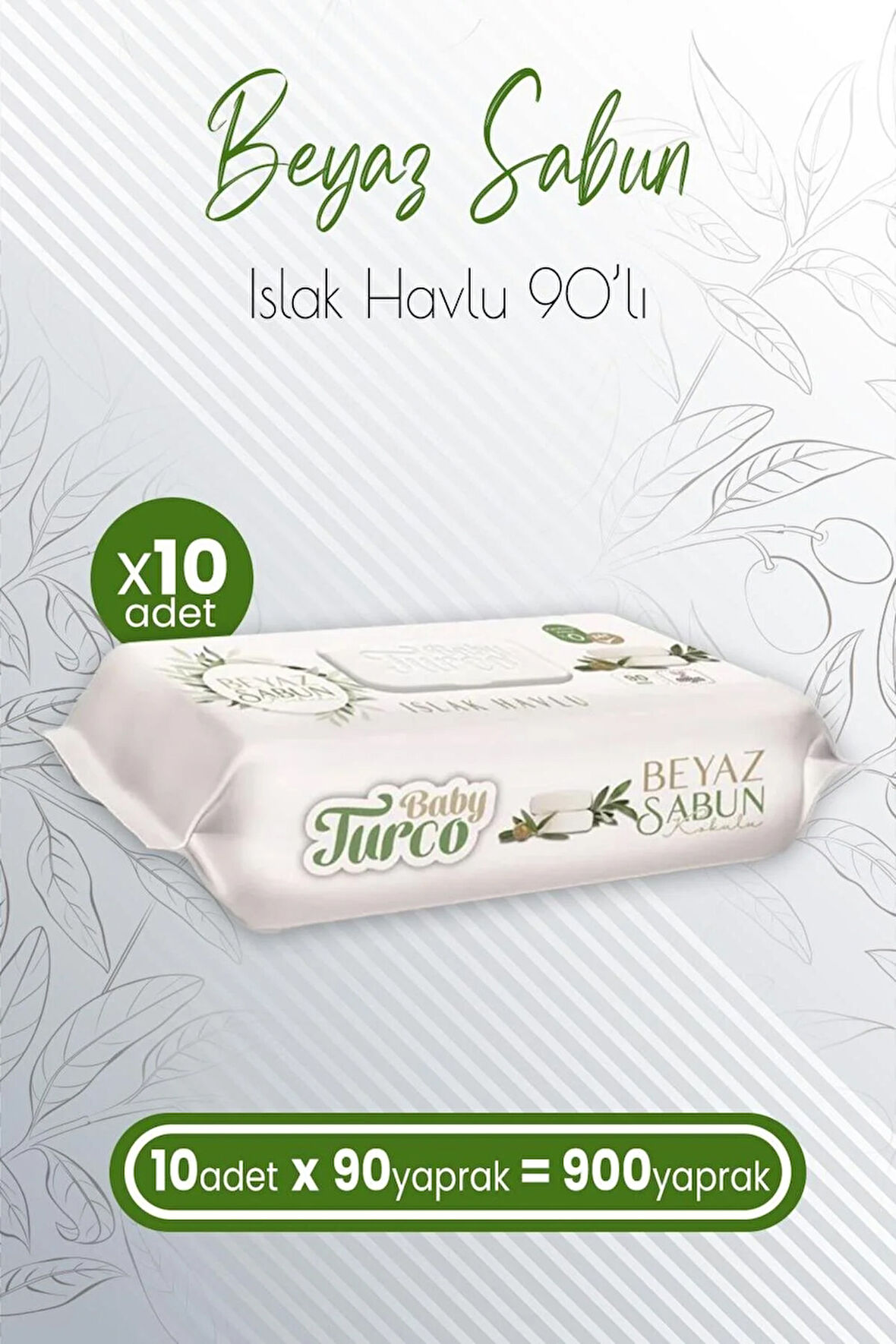 Islak Havlu Beyaz Sabun Kokulu 90' lı x 10 Adet (900 Yaprak)