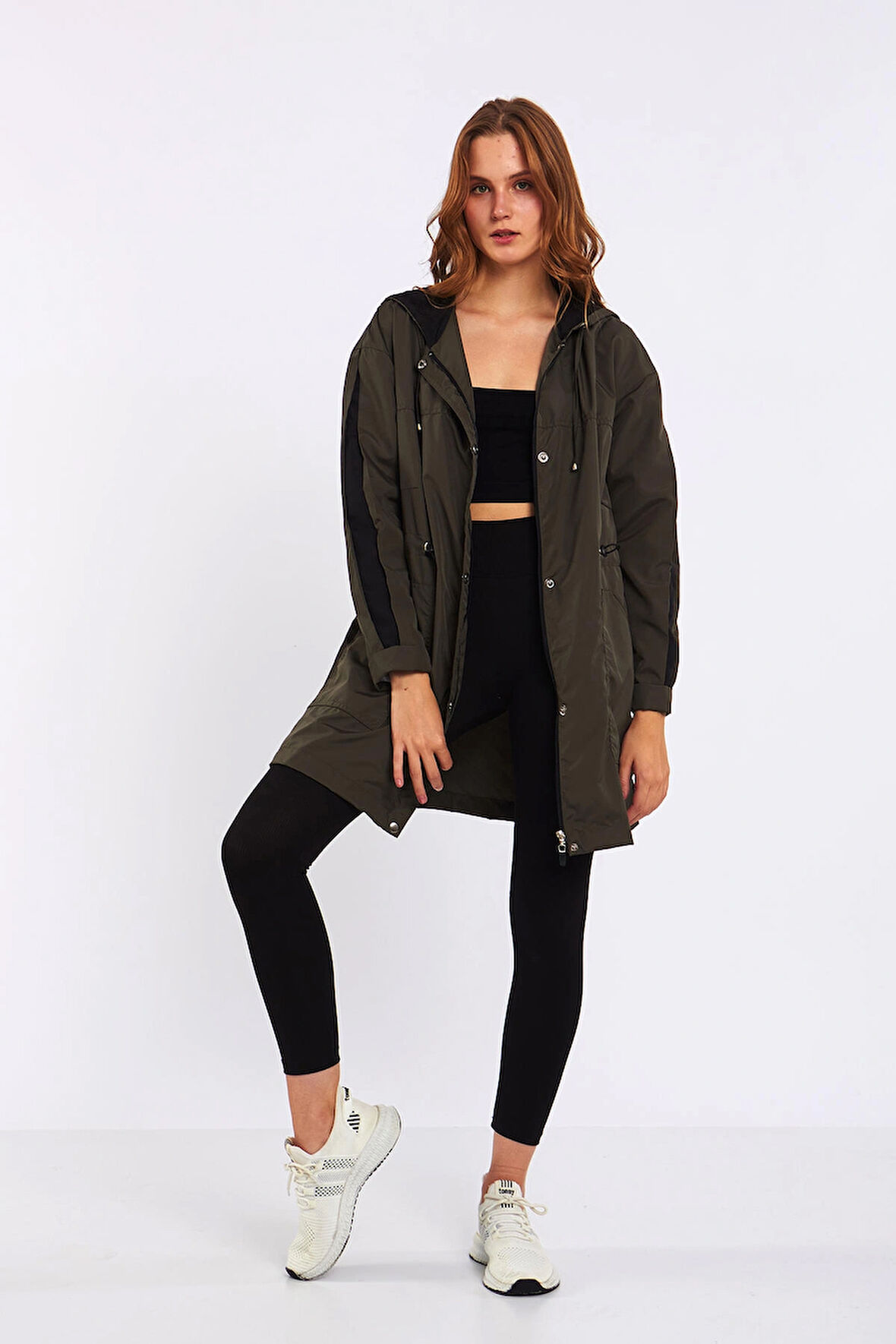 Micro Haki Midi Yağmurluk & Rüzgarlık