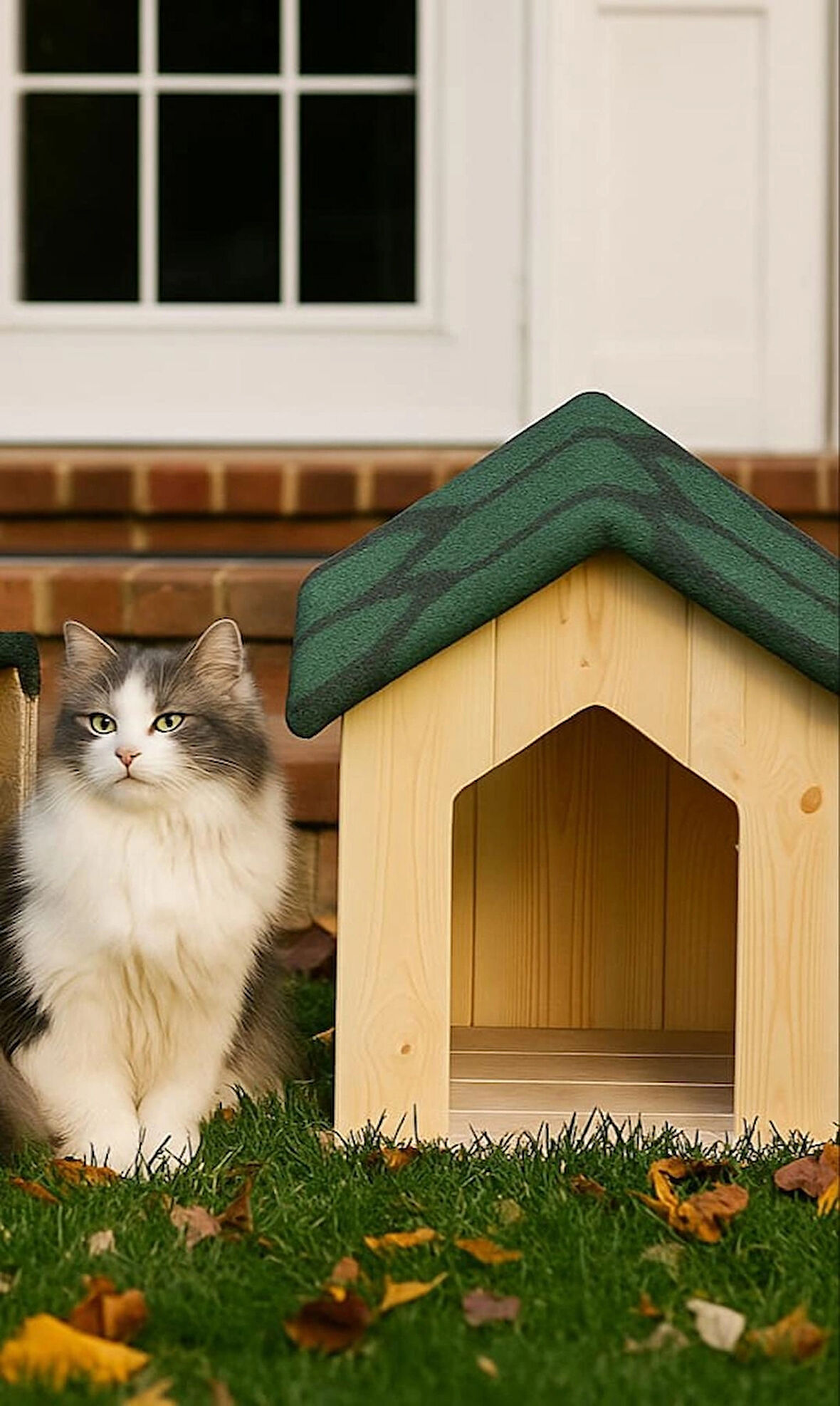 LÜX KEDİ EVİ KULÜBESİ Yağmur Ve Soğuk Geçirmez Yalıtımlı 1.Sınıf Doğal Ahşap