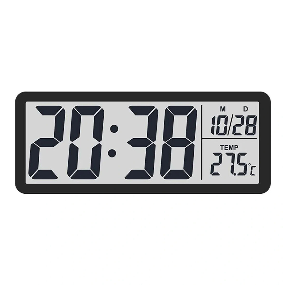 LCD Ekranlı Modern Tasarım Dijital Duvar Saati USB Pilli Zaman Tarih Sıcaklık Saat Gösterimi 20x8cm