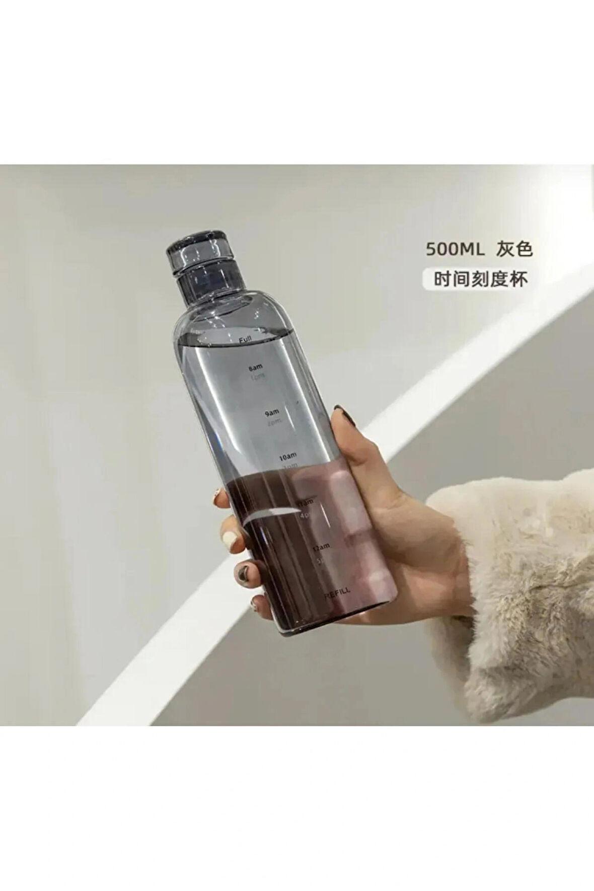 Sağlıklı Cam Su Şişesi 500ml Motivasyonlu Sızdırmaz Matara Suluk Borosilikat Cam