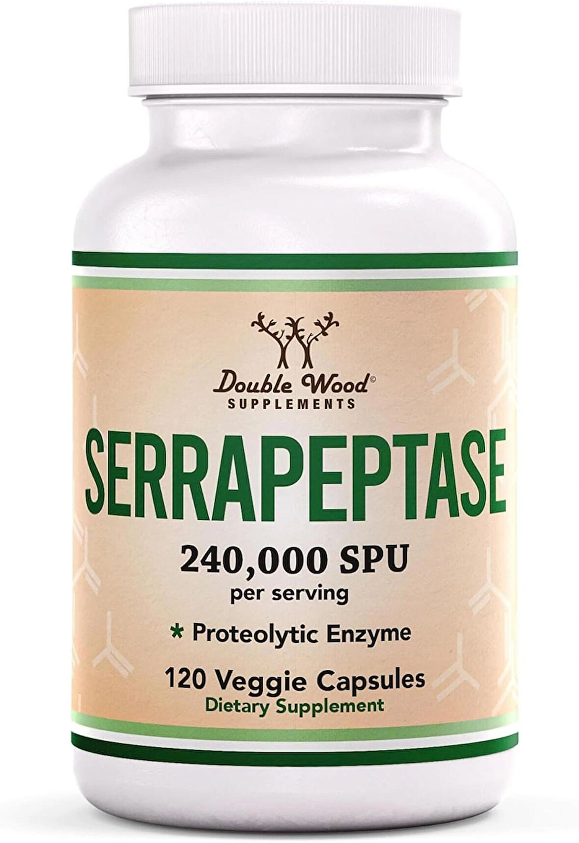 Double Wood Serrapeptase 240,000 Proteolytic Hearth Enzyme Joint Health 120 Caps