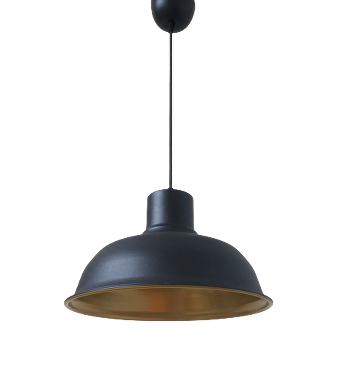 Retro Metal Siyah Dekoratif Siyah İçi Gold Kafe Mutfak Avize Çap:30 cm