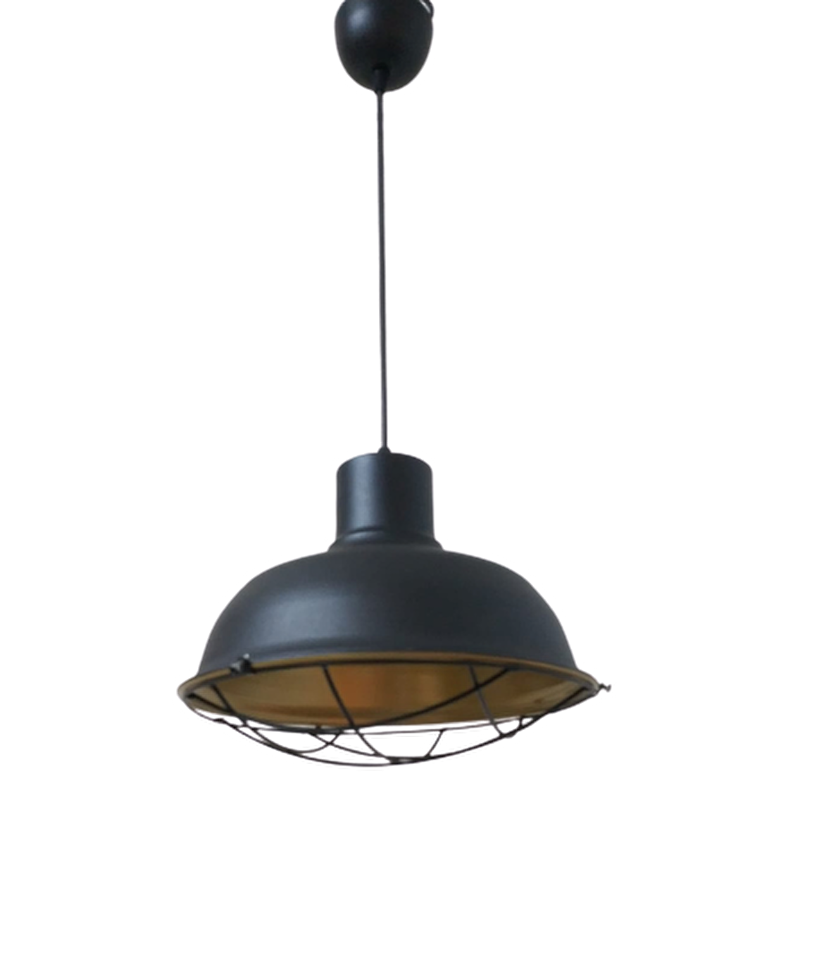 Retro Metal Siyah Dekoratif Kafesli Siyah İçi Gold Kafe Mutfak Avize Çap:30 cm