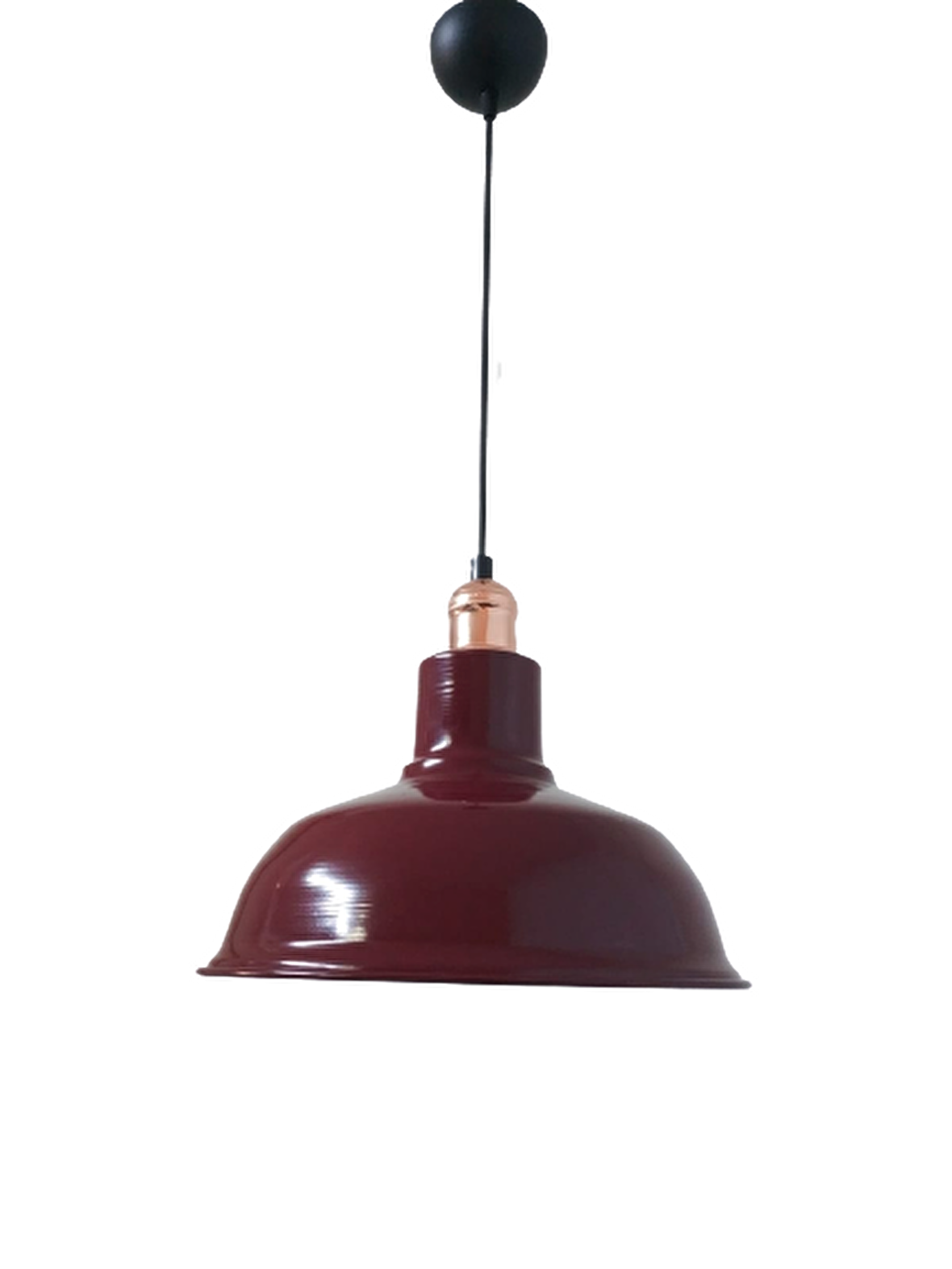 Retro Metal Bordo Bakır Duylu Dekoratif Ruktik Tekli Sarkıt Kafe Mutfak Aydınlatma Çap:30 cm