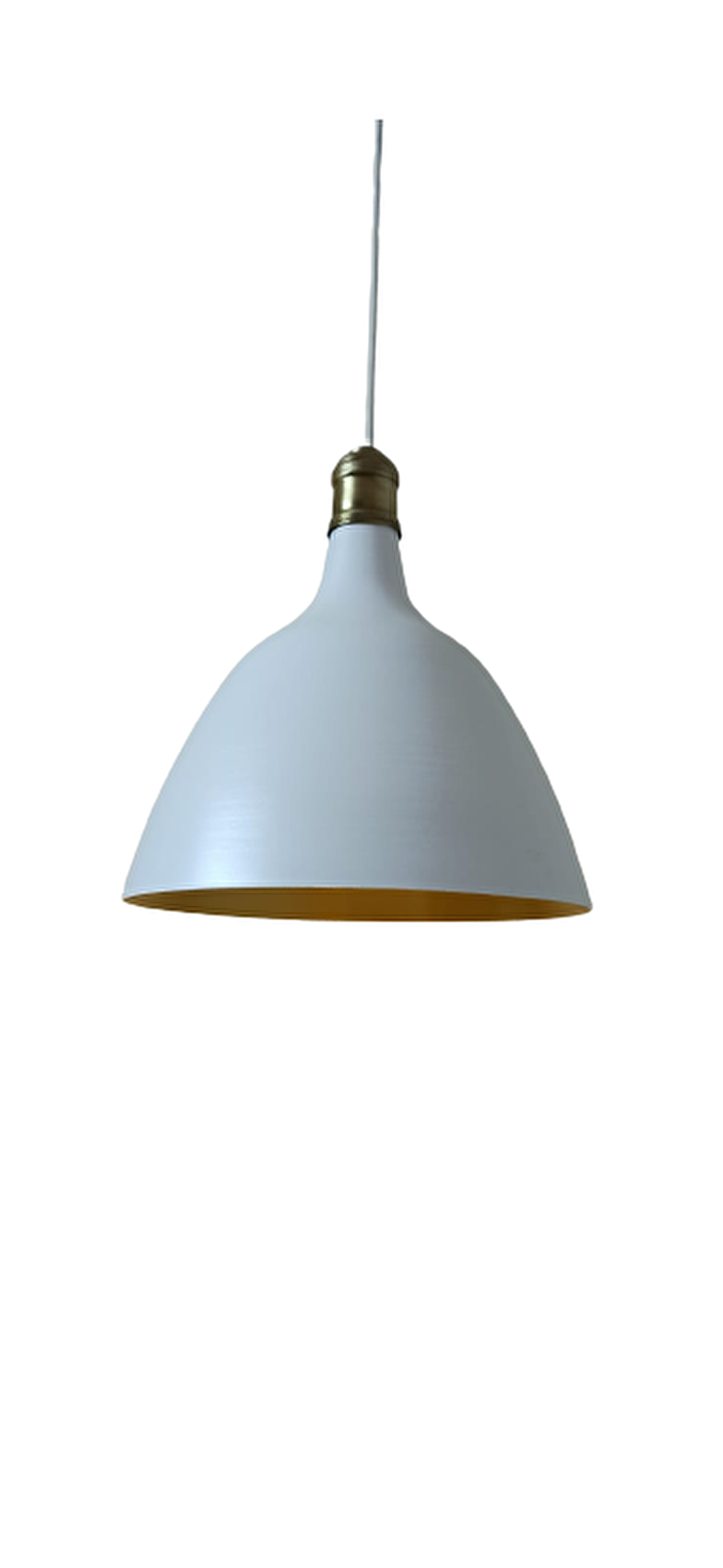 Retro Metal Dekoratif Beyaz İçi Gold Eskitme Duylu Tekli Sarkıt Avize çap:28 cm