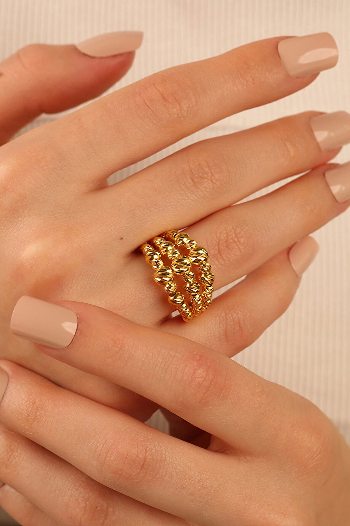 Dorika Top 3 Sıra Altın Yüzük dy3001