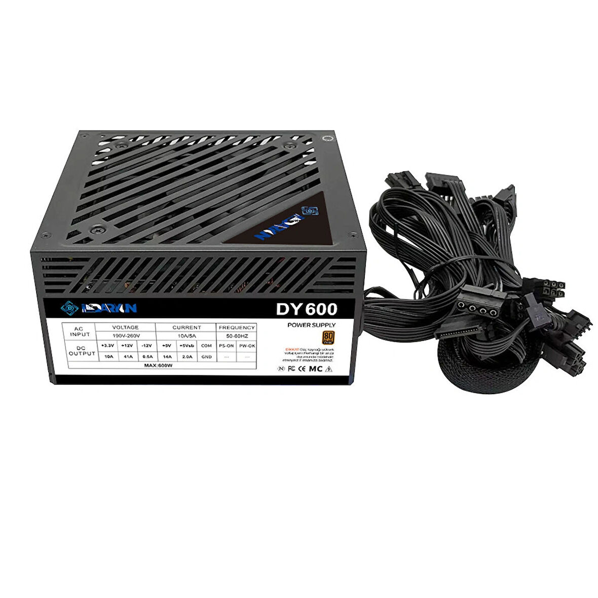 DARYUN Dy600 600w80 Plus Bronze Siyah Güç Kaynağı