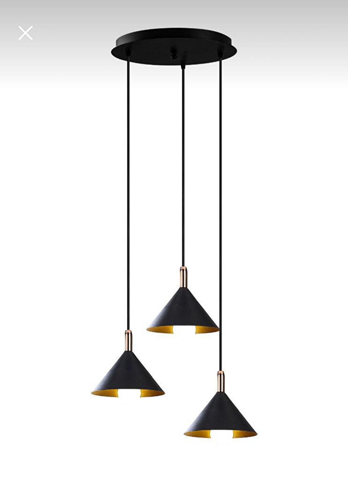 Dylight Derin Siyah Metal Dekoratif 3 lü Rustik Sarkıt Avize Çap:30 cm