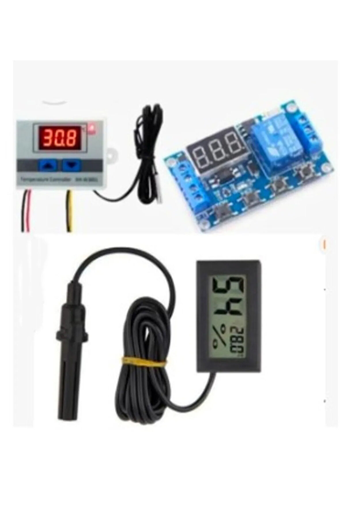 Diyotlab Kuluçka Seti, 220v Termostat W3001, Zaman Modülü, Dijital Isı Ve Nem Ölçer, Zaman Ayarlayıcı