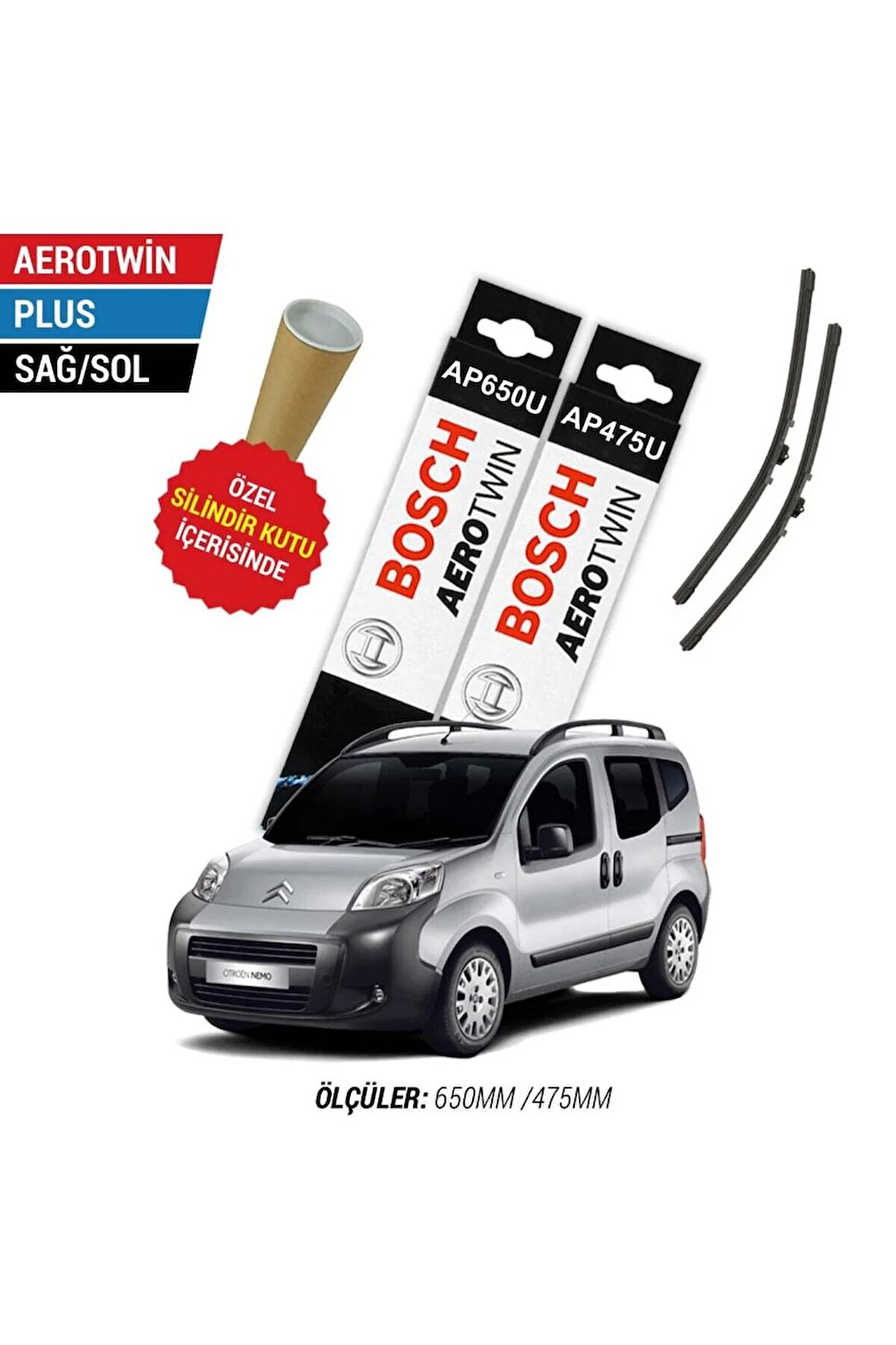 Citroen Nemo 2008 Model Silecek Takımı Ön Bosch Aerotwin Plus