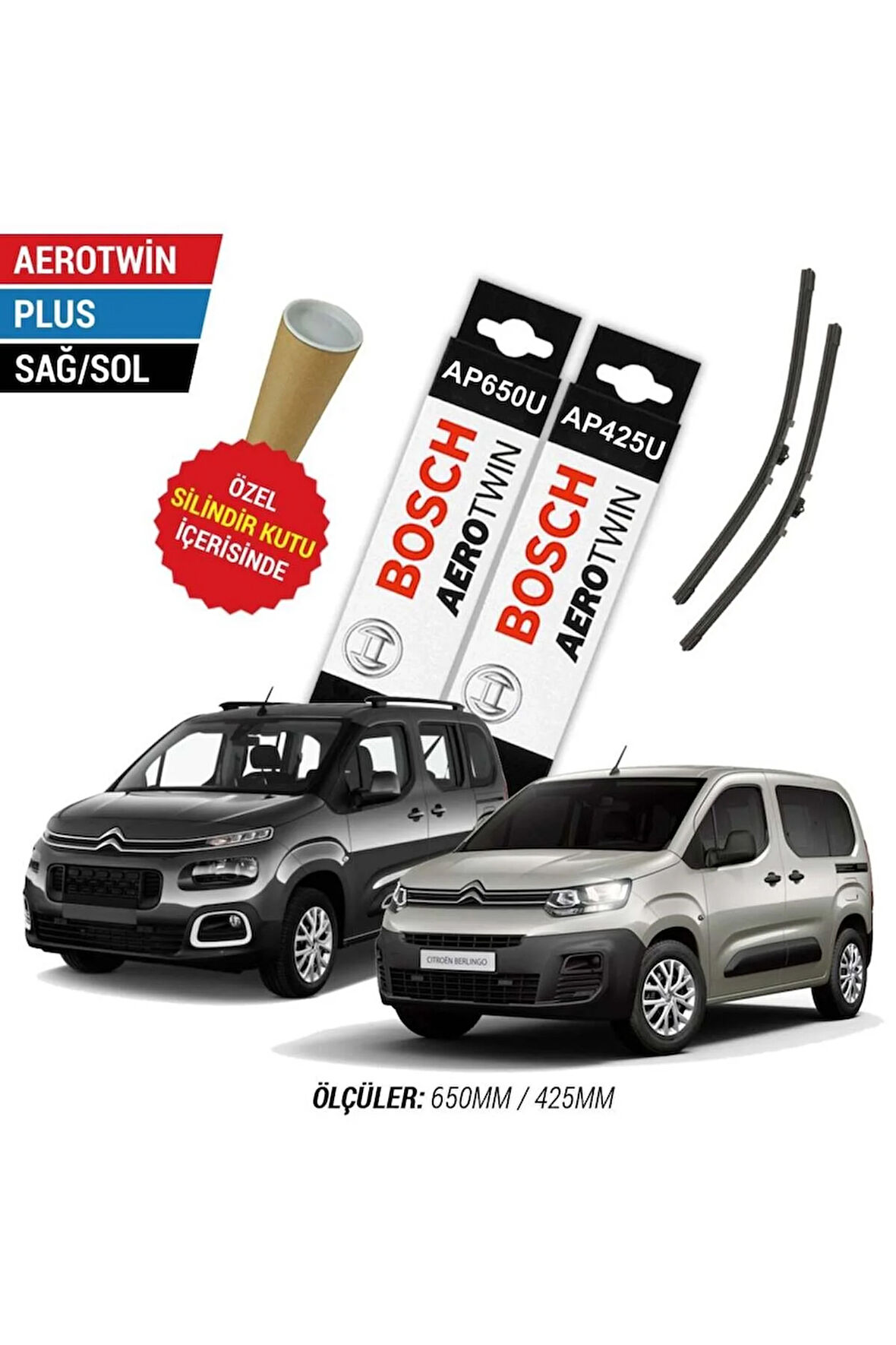 Citroen Berlingo 2021 Model Silecek Takımı Ön Bosch Aerotwin Plus
