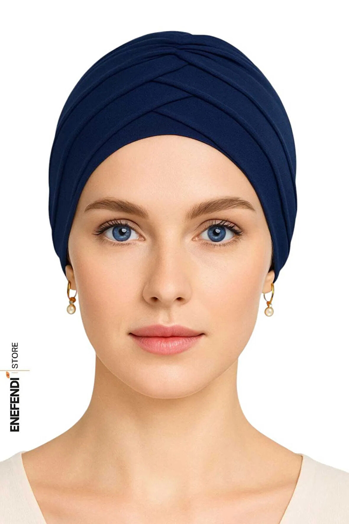 Üç Bantlı Dış Bone | Lacivert Hijab • Tesettür Giyim İçin Şık • Modern • Pratik ve Konforlu Kullanım