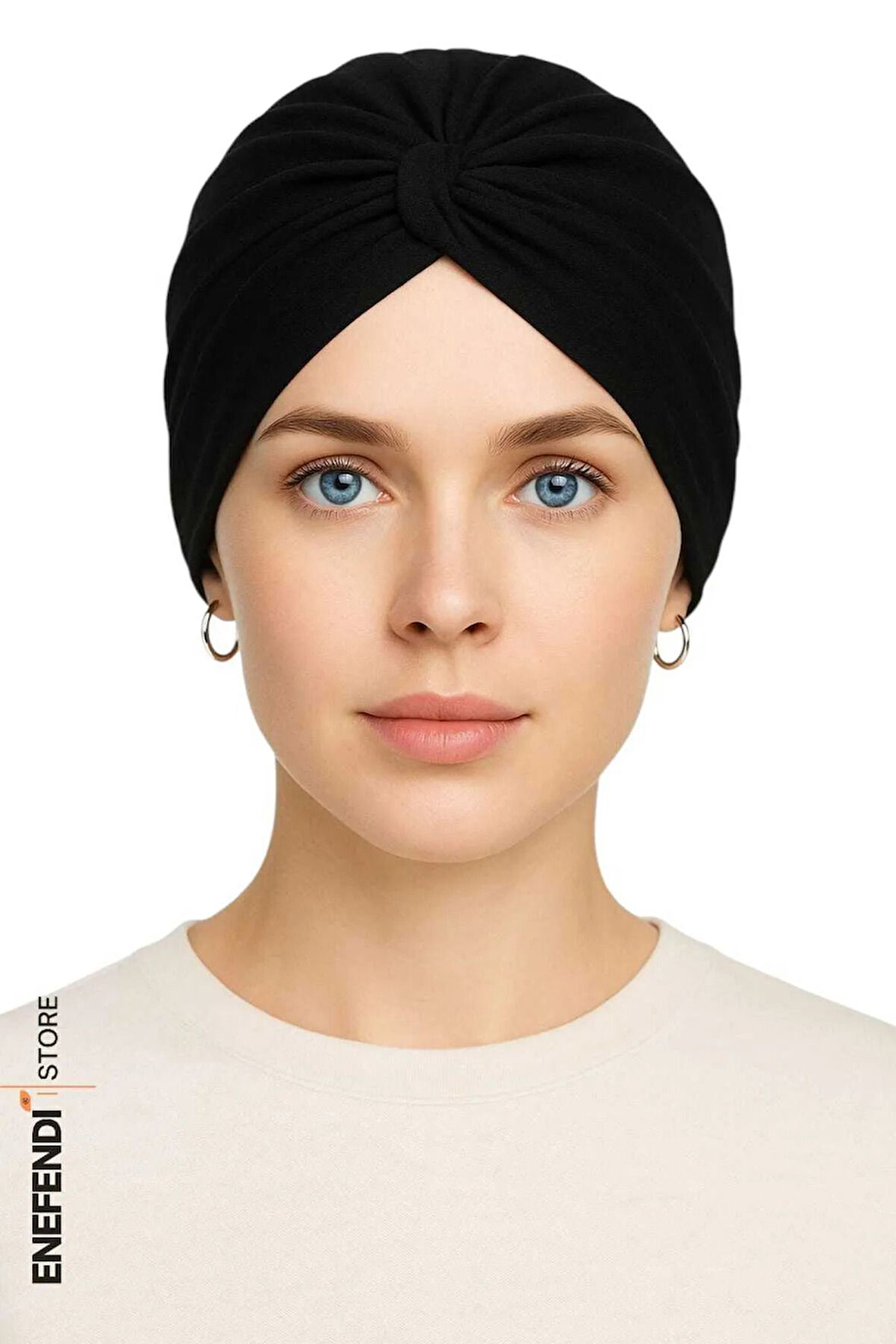 Düğümlü Dış Bone Siyah | Hazır Bağlı Sosyete Yarım Şal Modeli | Tesettür Rahat ve Şık Bone