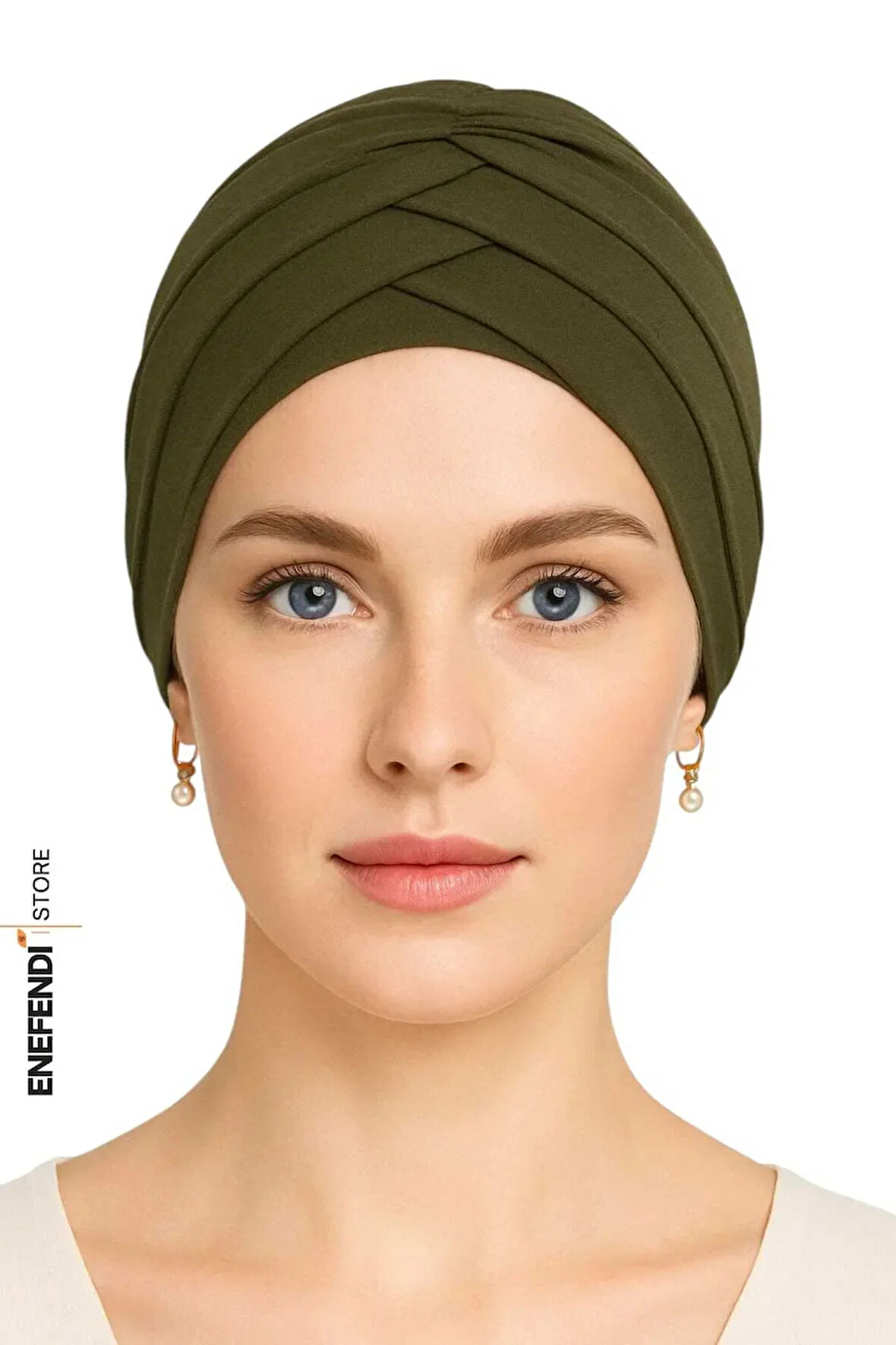 Üç Bantlı Dış Bone | Haki Hijab • Tesettür Giyim İçin Şık • Modern • Pratik ve Konforlu Kullanım