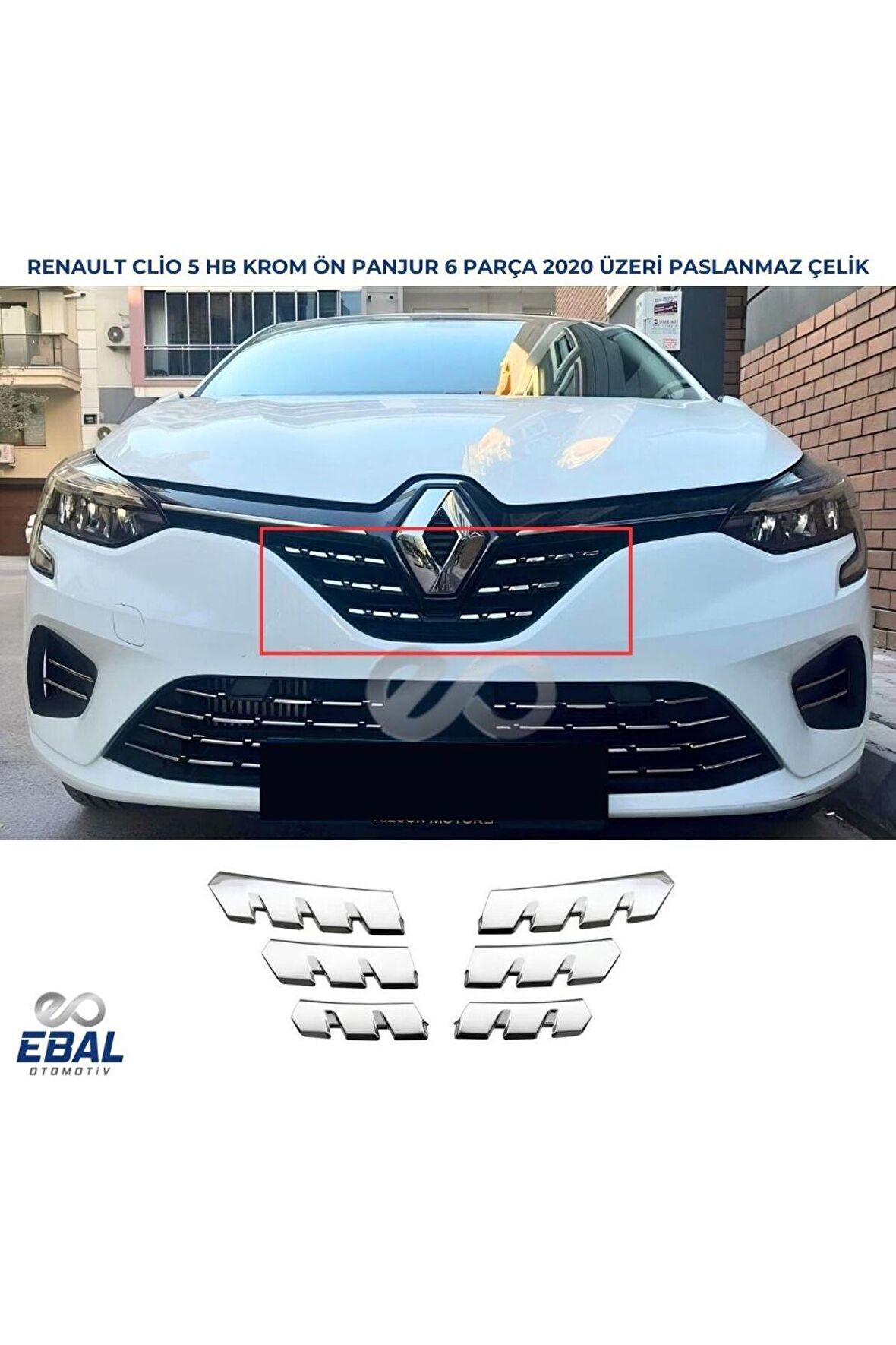 Renault Clio 5 Hb Ön Panjur Krom Izgara 6 Parça 2019 ve Sonrası