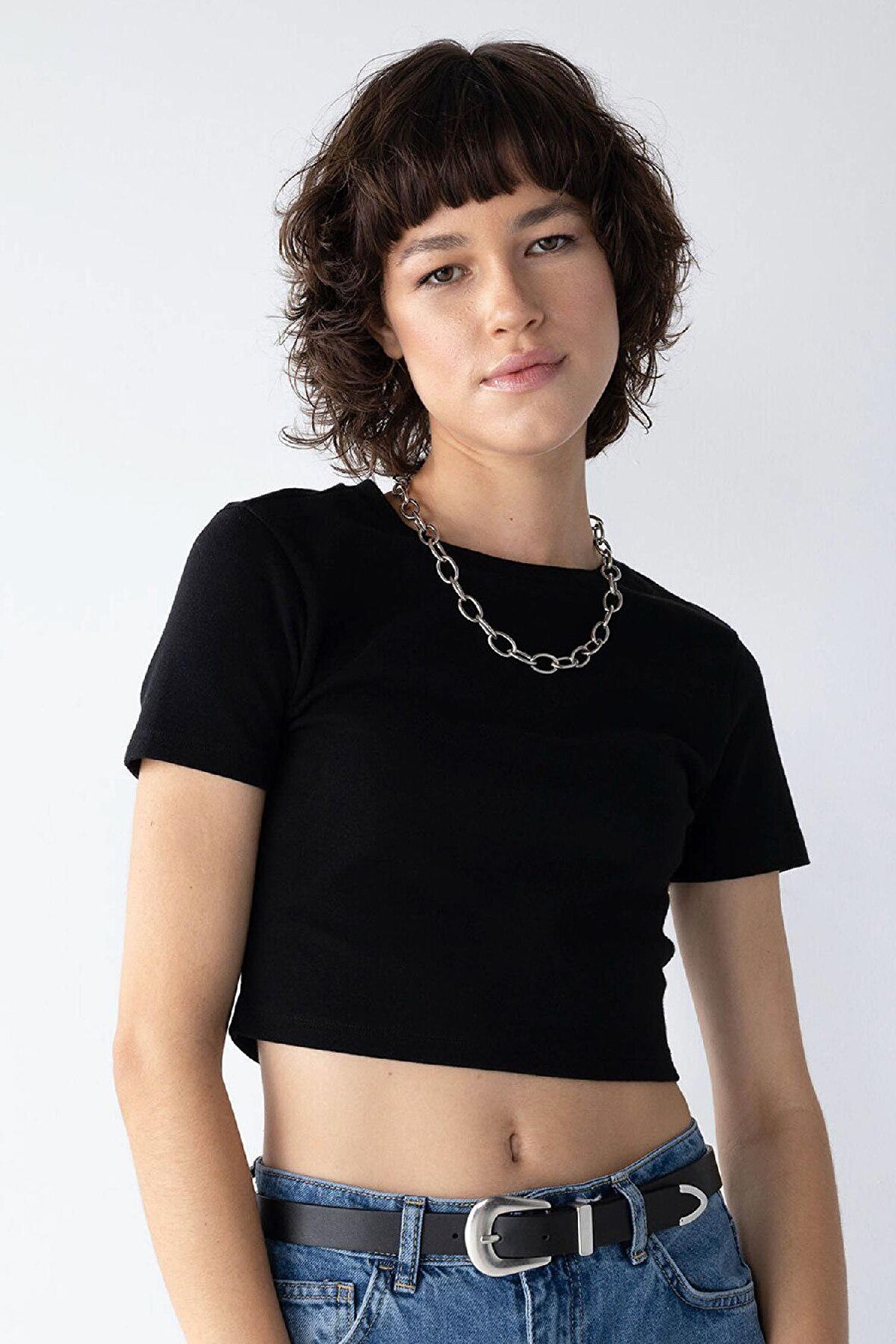 DeFacto Coool Fitted Ribana Basic Düz Kısa Kollu Tişört T9631AZ23SMBK81