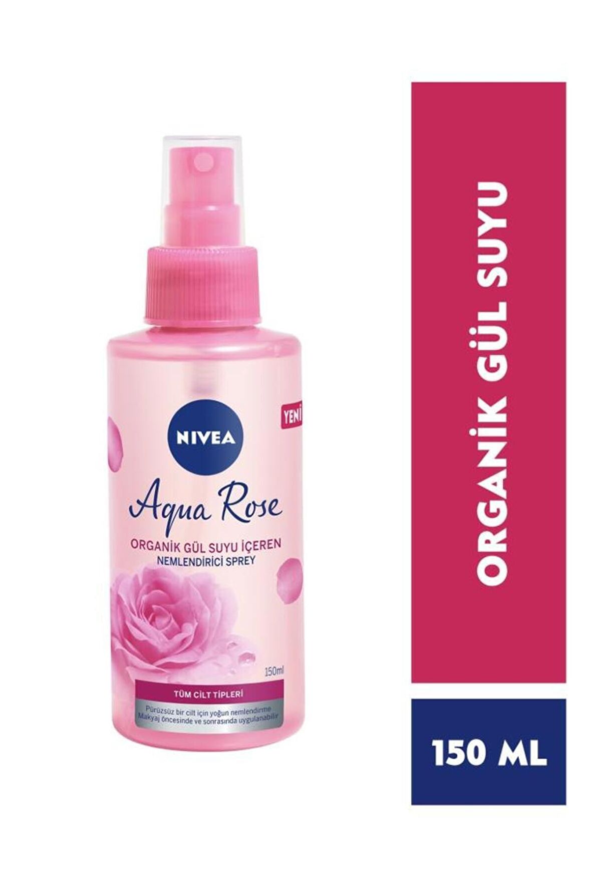 Nivea Aqua Rose Organik Gül Suyu Nemlendirici Yüz Sprey 150ml, Makyaj Öncesi ve Makyaj Sonrası Sabitleyici