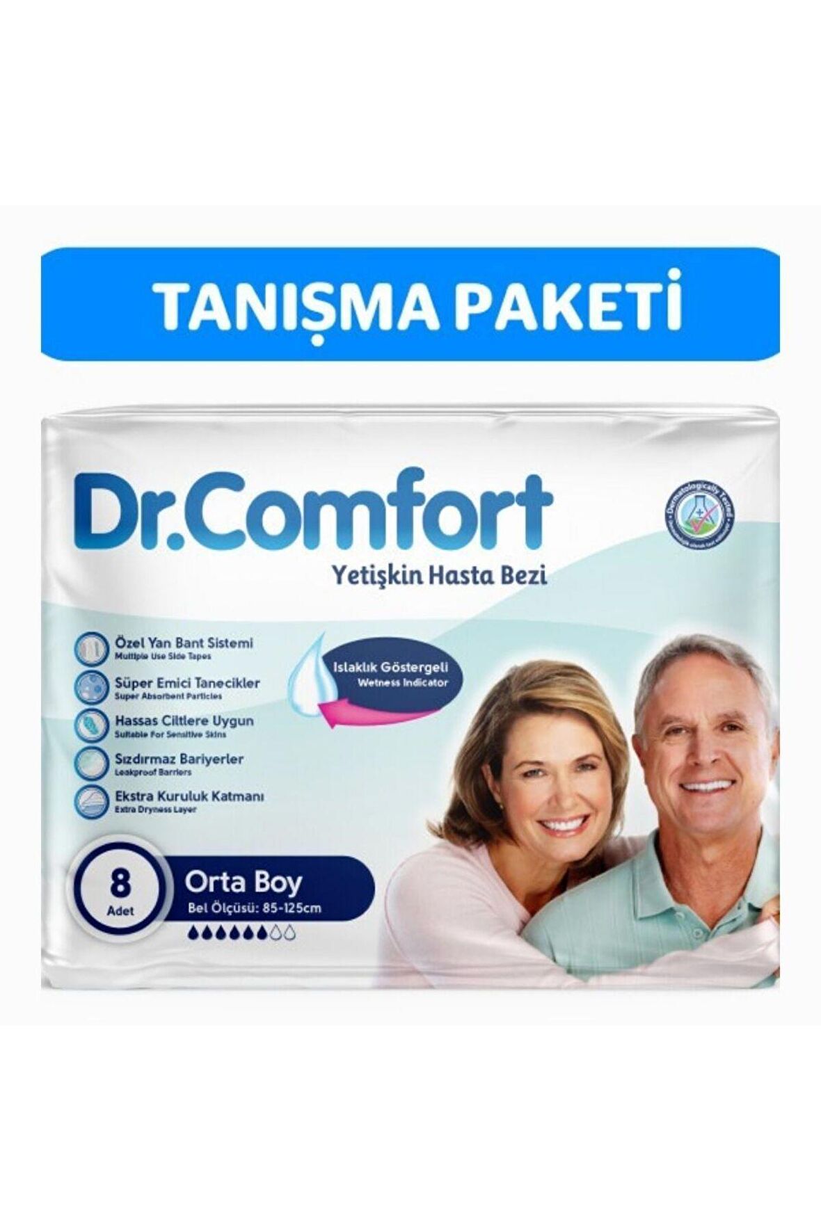 Yetişkin Bel Bantlı Hasta Bezi Medium 8'li 1 paket 8 adet