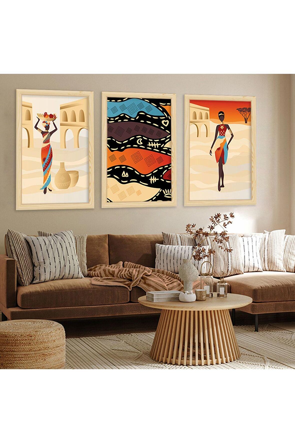 Yağlı Boya Görünümlü Genç Kadın Mdf Tablo Ve Saat Kombin