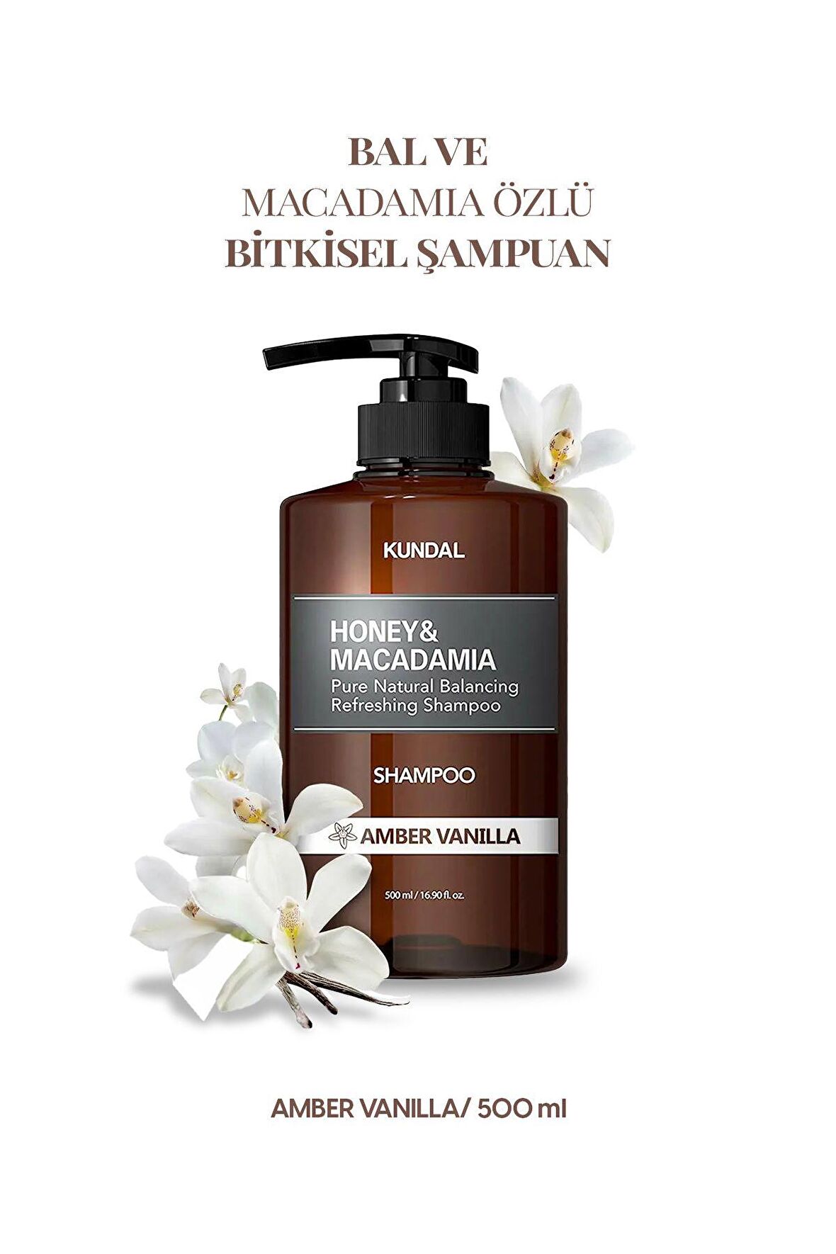 Kırılma Karşıtı, Besleyici Şampuan Kundal Honey & Macadamia Nature Shampoo 500ml (Amber Vanilla)