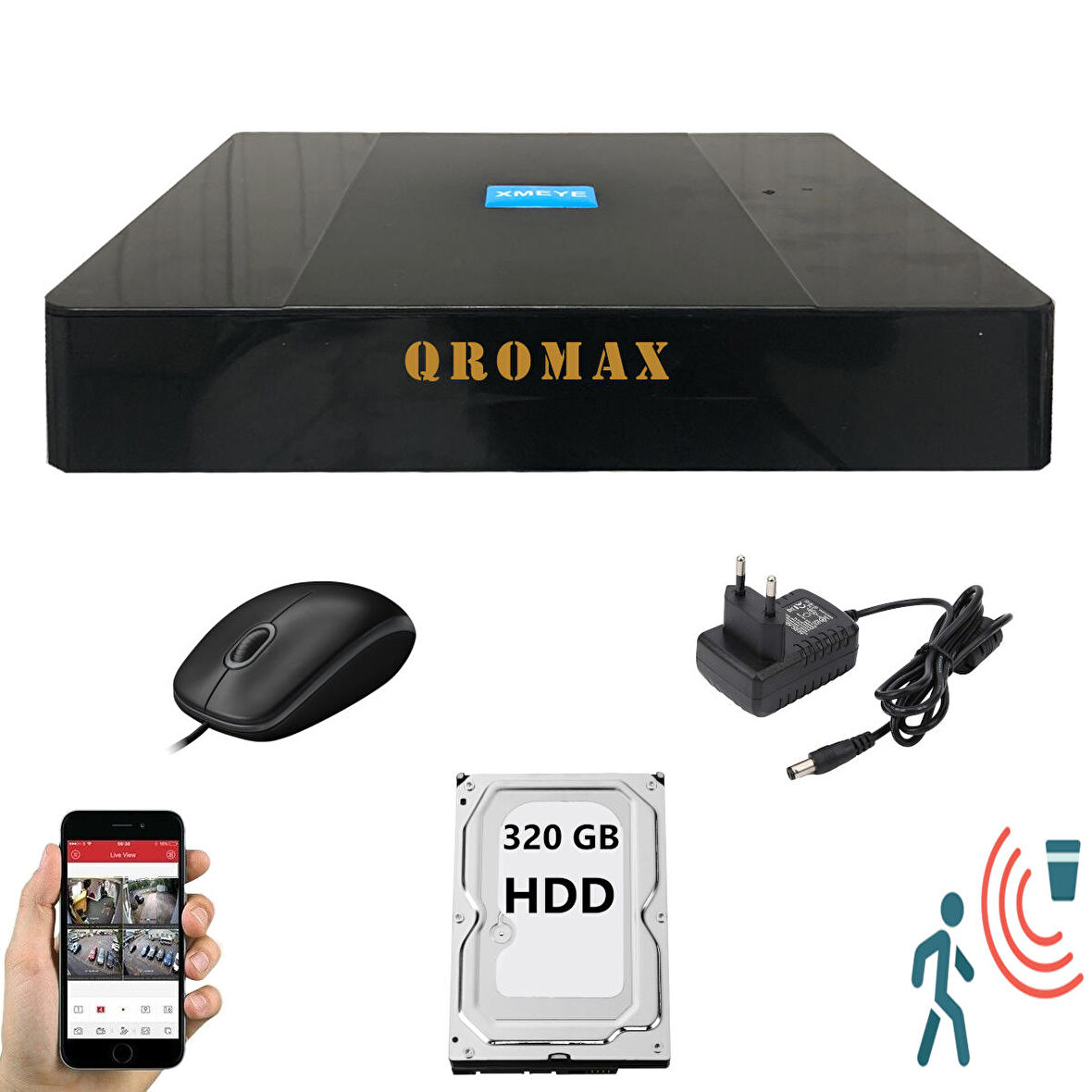 4 Kanal Dvr Kayıt Cihazı 320GB HDD 1080P 5MP H265+ Kolay Cepten Izle Sabit Ip Istemez Xmeye 