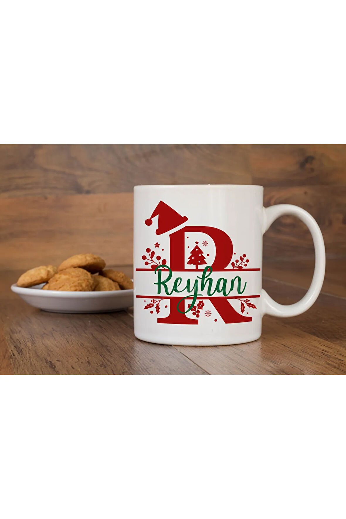 Yılbaşı Özel Kişiselleştirilebilir İsim Yazdırılabilir Harfli Kupa Bardak Christmas