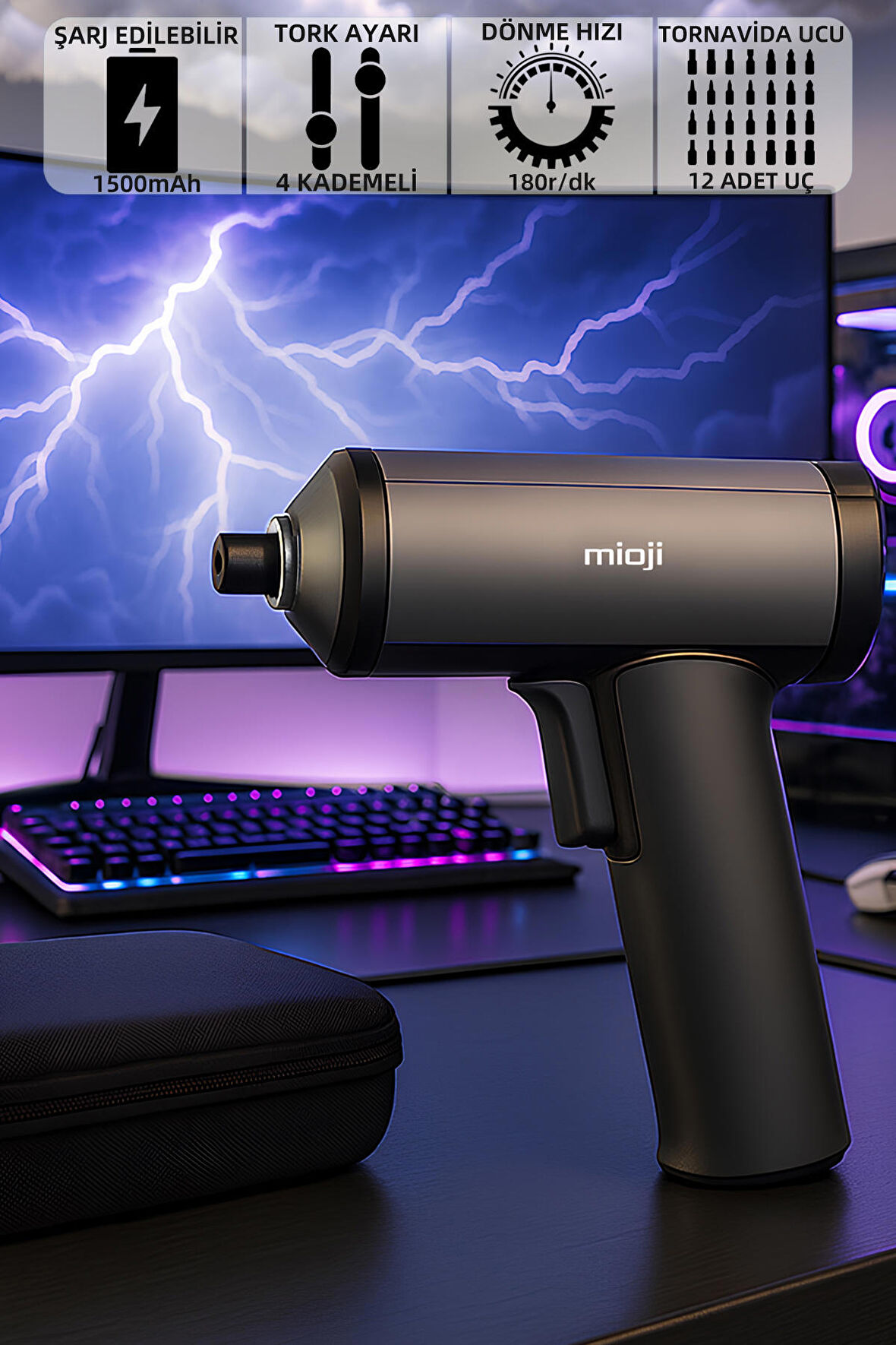 Mioji Mio CS16 12 Parça 1500mAh Şarjlı Vidalama Tornavida Seti