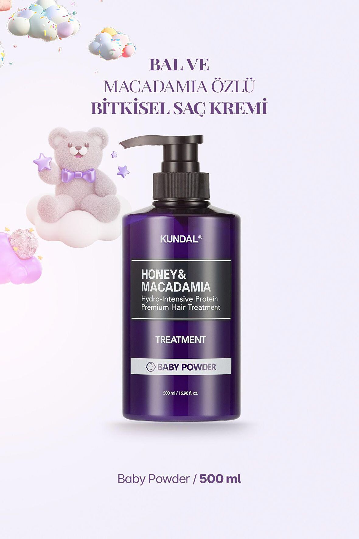 Protein Destekli Besleyici Saç Kremi Kundal Honey&Macadamia Protein Treatment 500ml (Baby Powder)