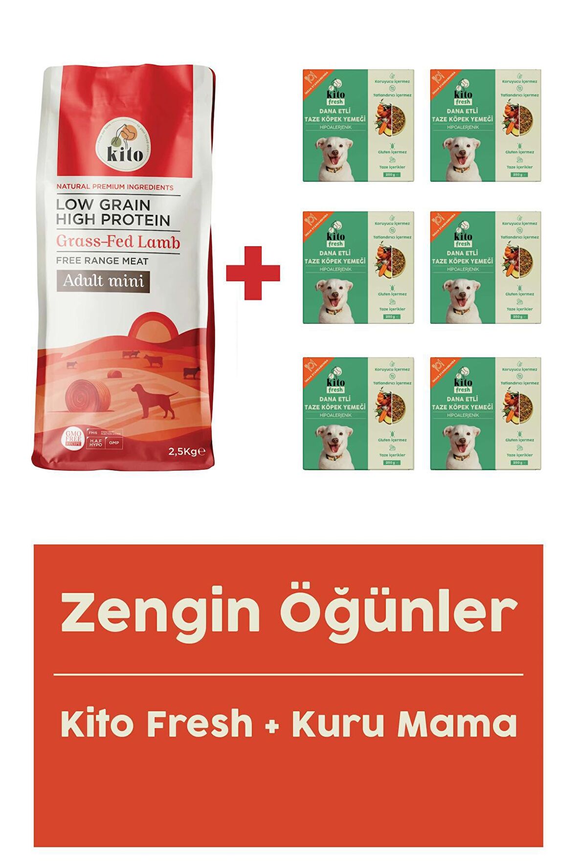Yetişkin Mini Irk Köpek Maması 2.5 Kg + Dana Etli Fresh X 6
