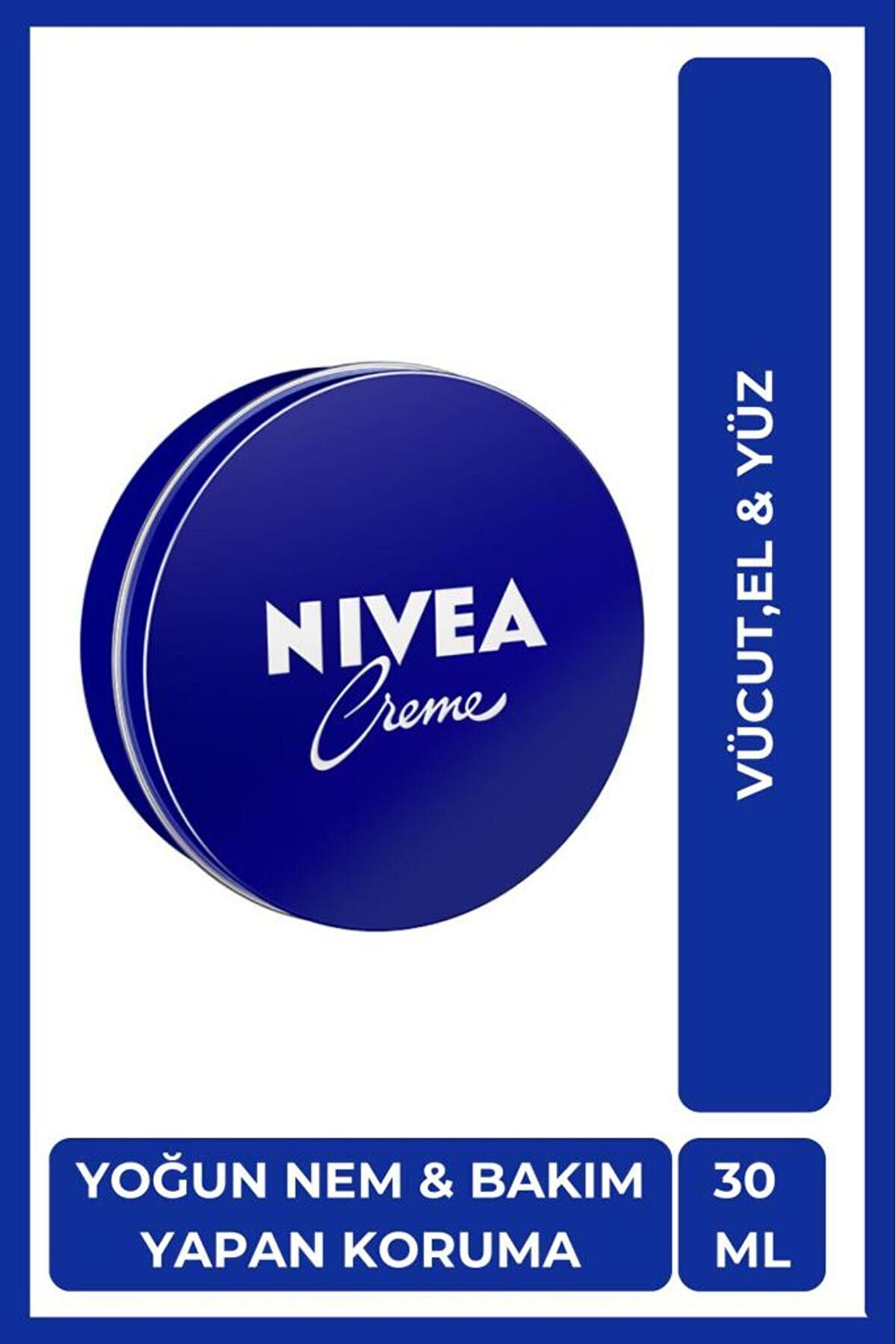 Nivea Creme 30ml, Yoğun Nemlendirici, Bakım Yapan Koruma, Eucerit, Yumuşak ve Pürüzsüz Cilt, El Yüz Vücut