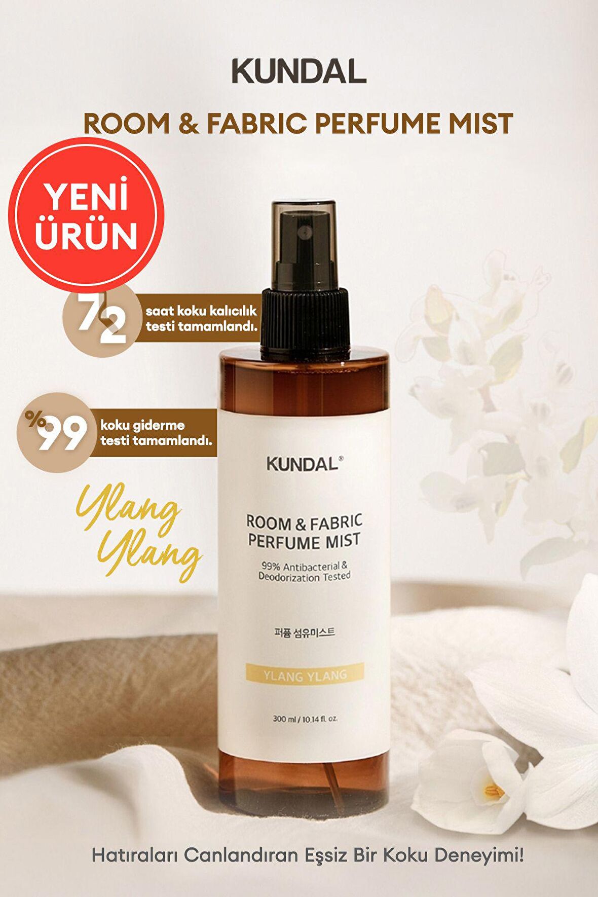 Oda ve Kumaş Kokusu KUNDAL Room & Fabric Perfume Mist (Ylang Ylang)