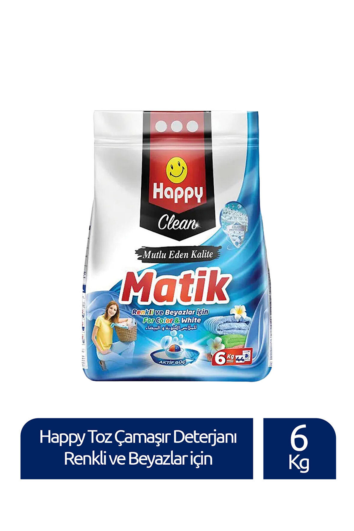 Happy Clean Toz Çamaşır Deterjanı Renkli ve Beyazlar İçin 6 kg