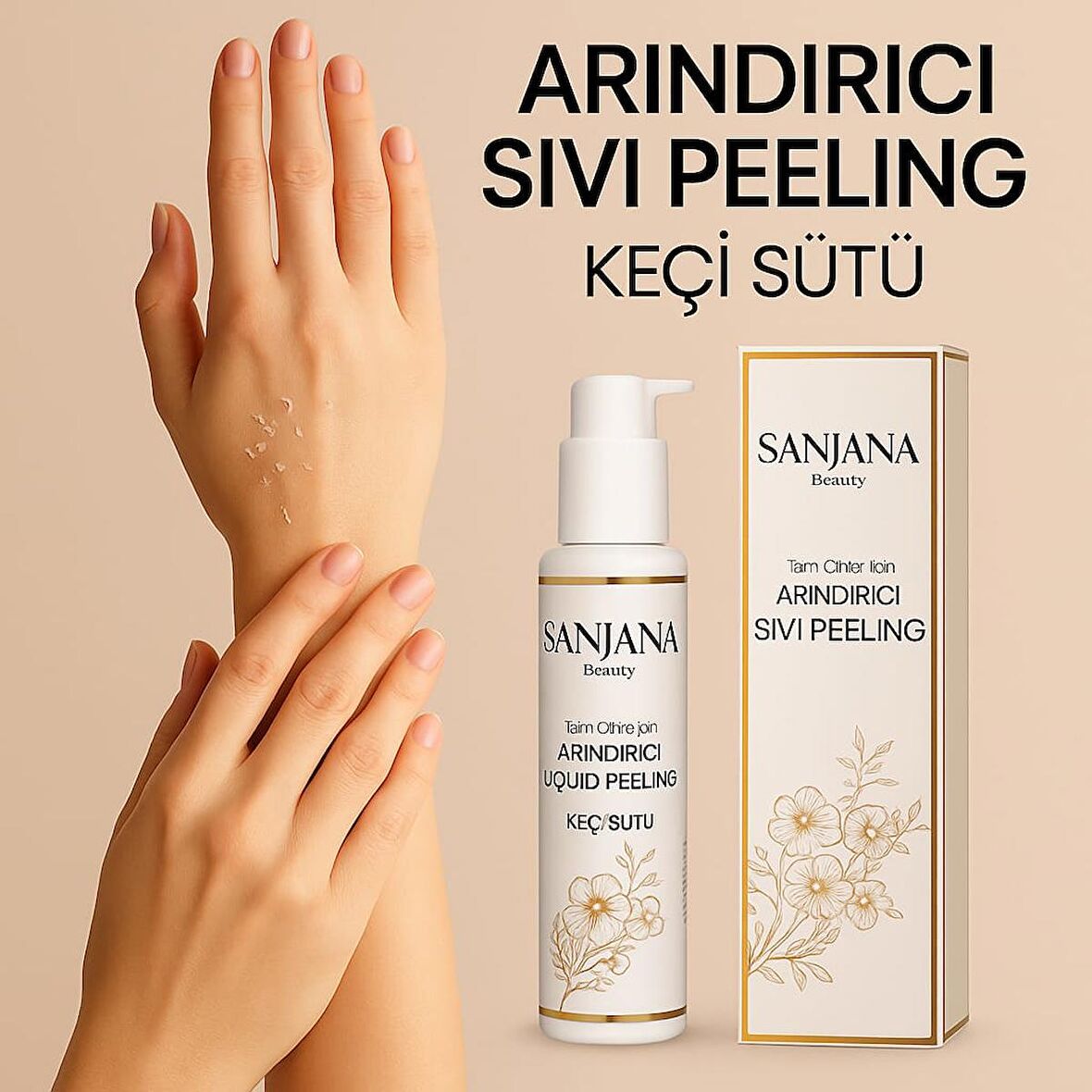 SANJANA Beauty Keçi Sütlü Arındırıcı Sıvı Peeling 250 ml – Tüm Cilt Tipleri İçin – Siyah Nokta ve Ölü Deri Karşıtı Bakım