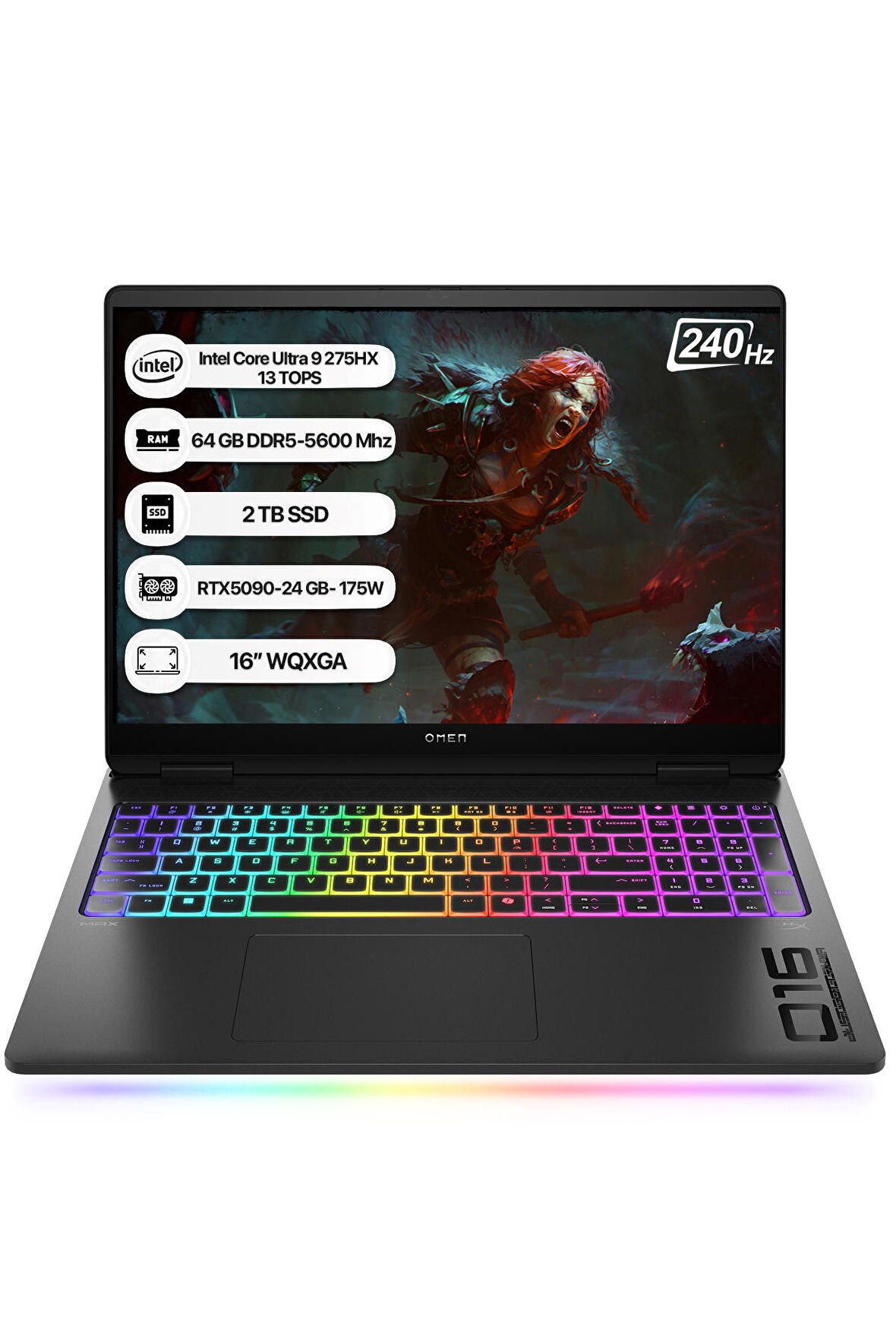 HP OMEN MAX 16-AH0004NT B92QMEA 24GB GeForce RTX5090 Intel Ultra 9 275HX 64GB RAM 2TB SSD 16 inç WQXGA 240Hz
