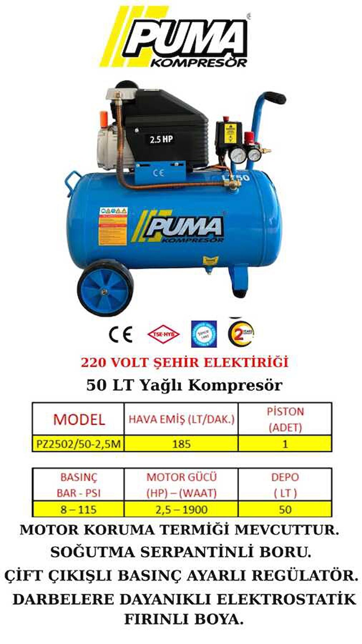 50 LT KOMPRESÖR (YAĞLI)
