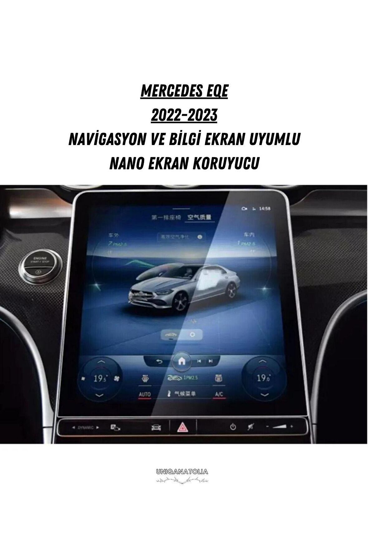 Mercedes EQE 2022 2023 11.9 inç Navigasyon Ve Bilgi Ekran Uyumlu Nano Ekran Koruyucu