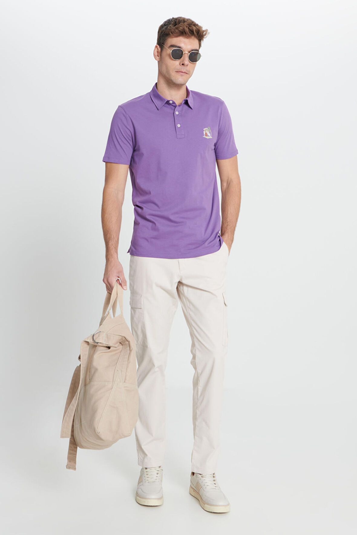 Comfort Fit Rahat Kesim Pamuklu Esnek Yan Cepli Kargo Pantolon