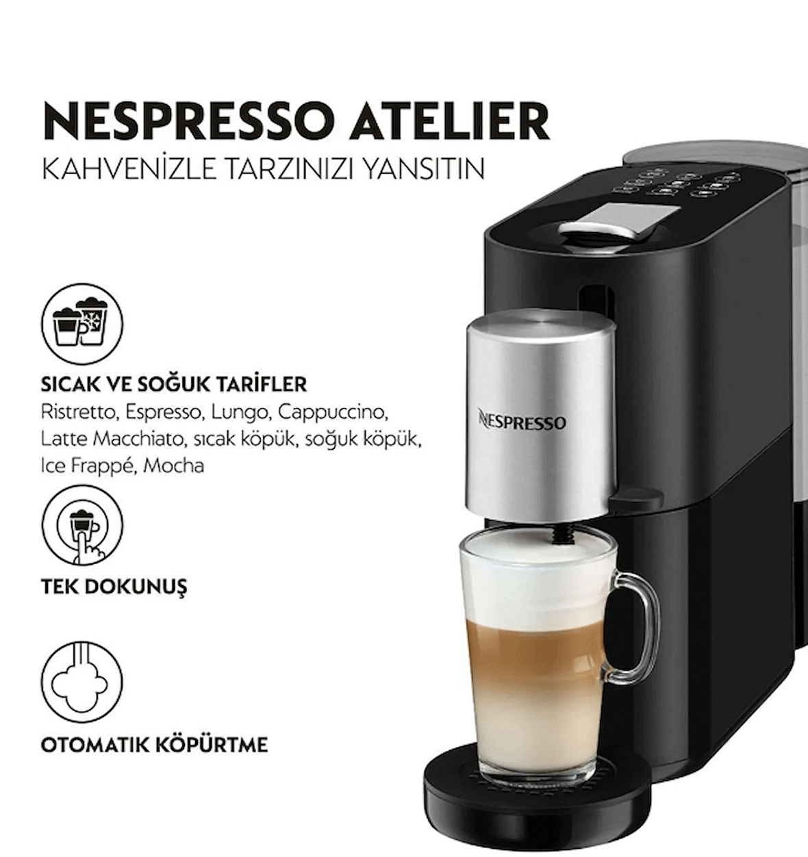 Nespresso Atelier S85 Kahve Makinesi, Siyah