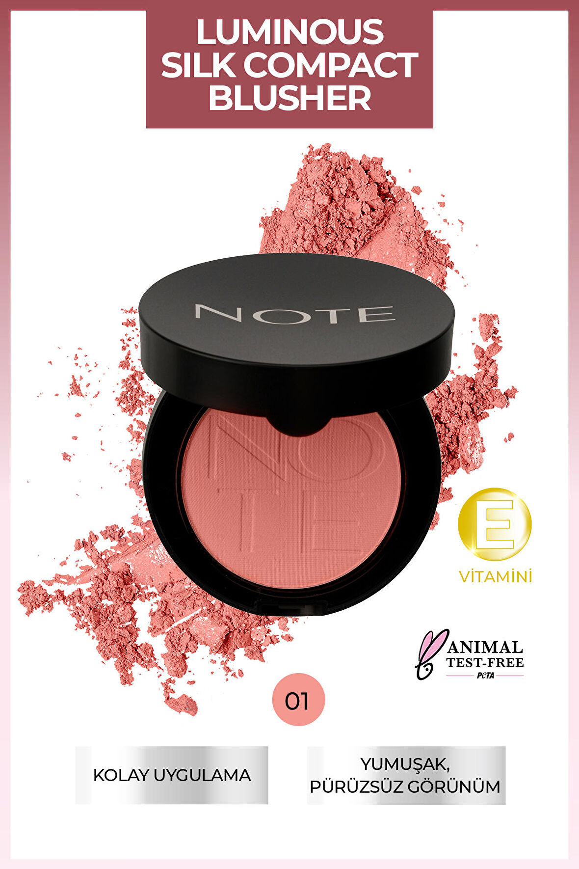 Note Luminous Silk Compact Allık 01 Pinky Beach