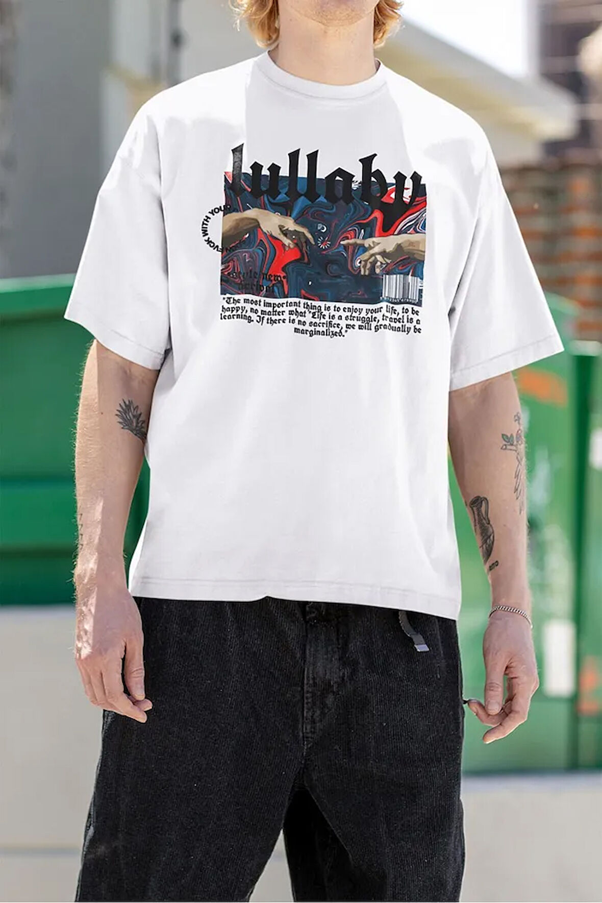 Lullaby Özel Tasarım Baskılı Unisex Oversize Tişört