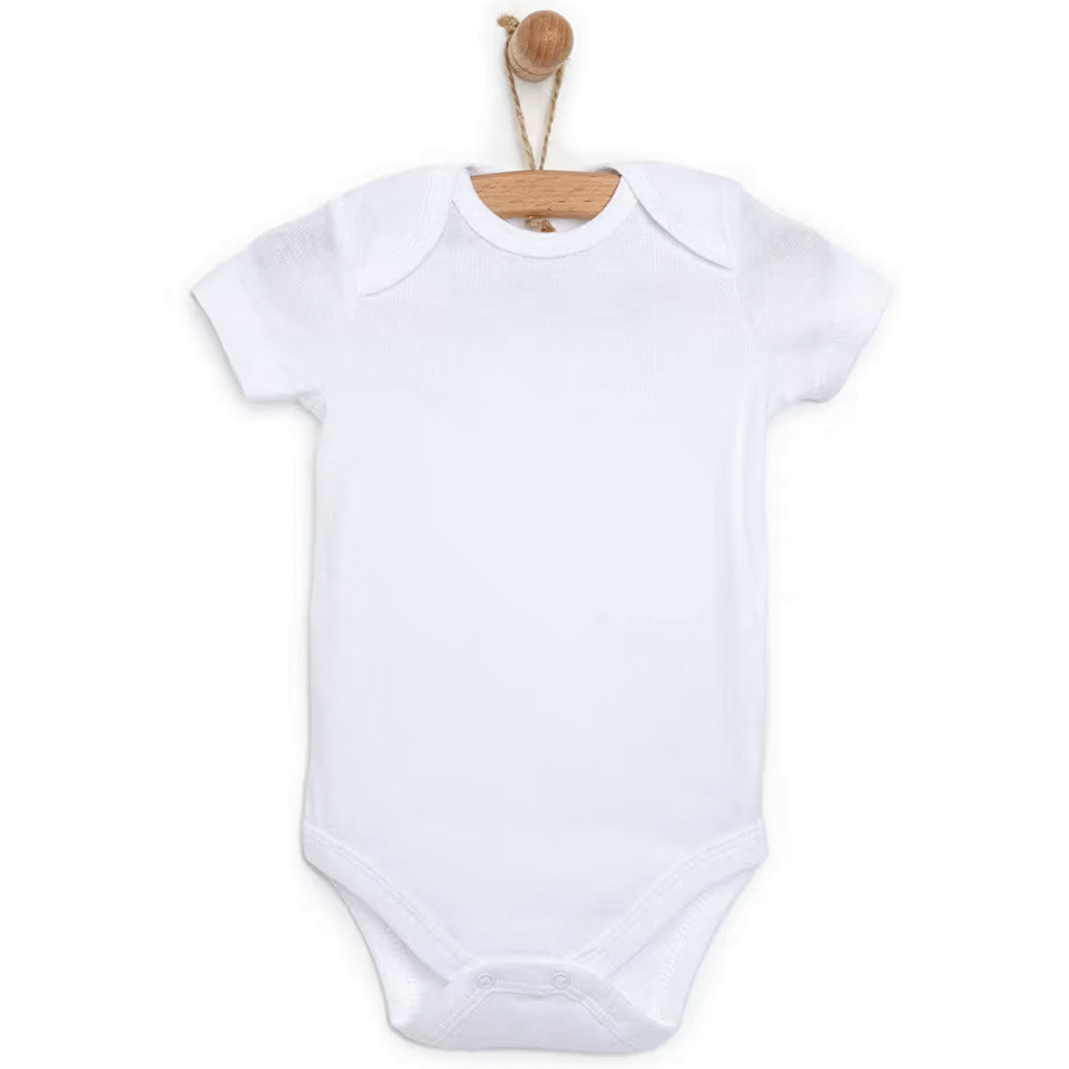 HelloBaby Unisex Beyaz Body Bisiklet Yaka Kısa Kol Beyaz