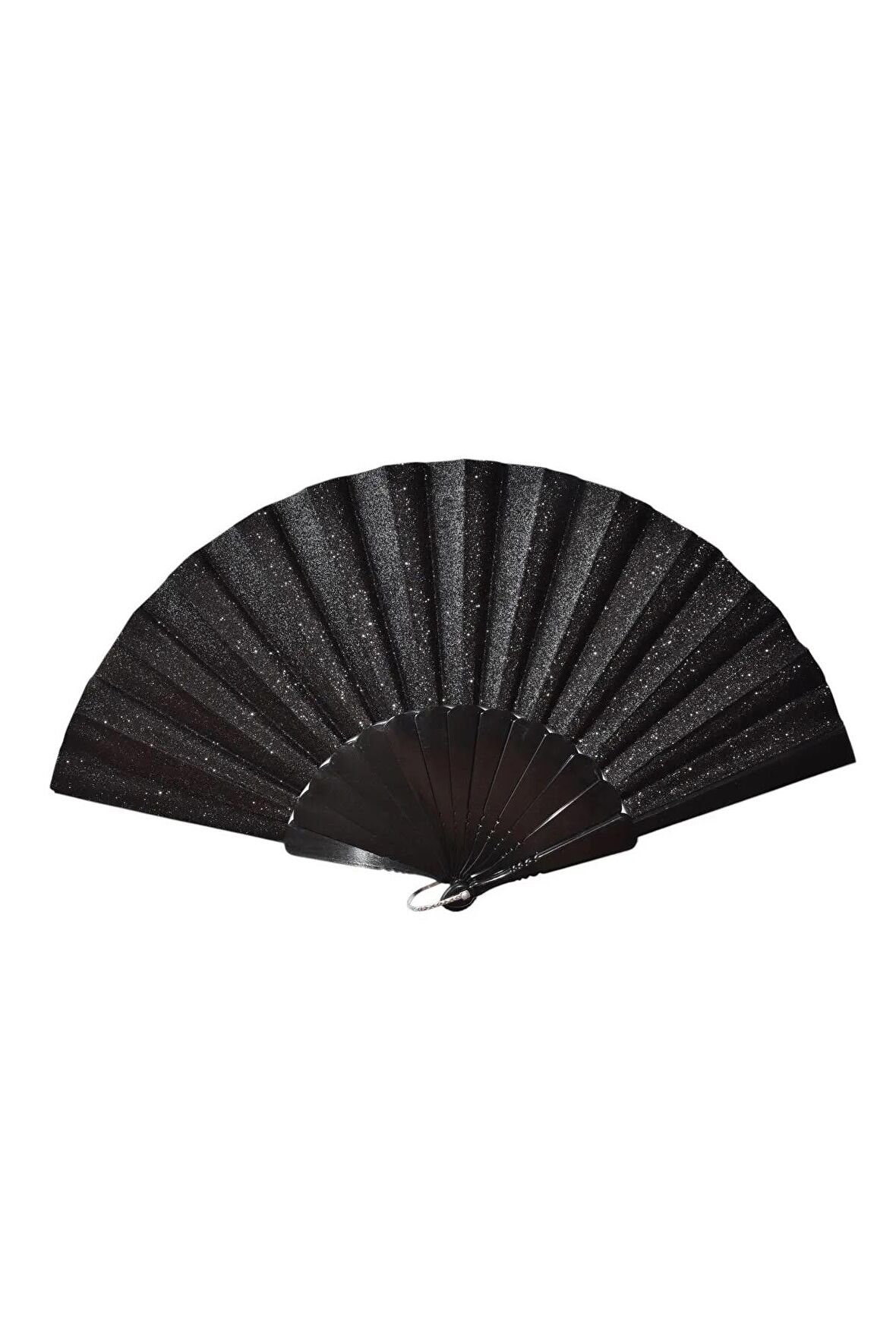 Simli Tek Taraflı Yelpaze – Plastik Saplı, Işıltılı ve Şık – 23x43 cm