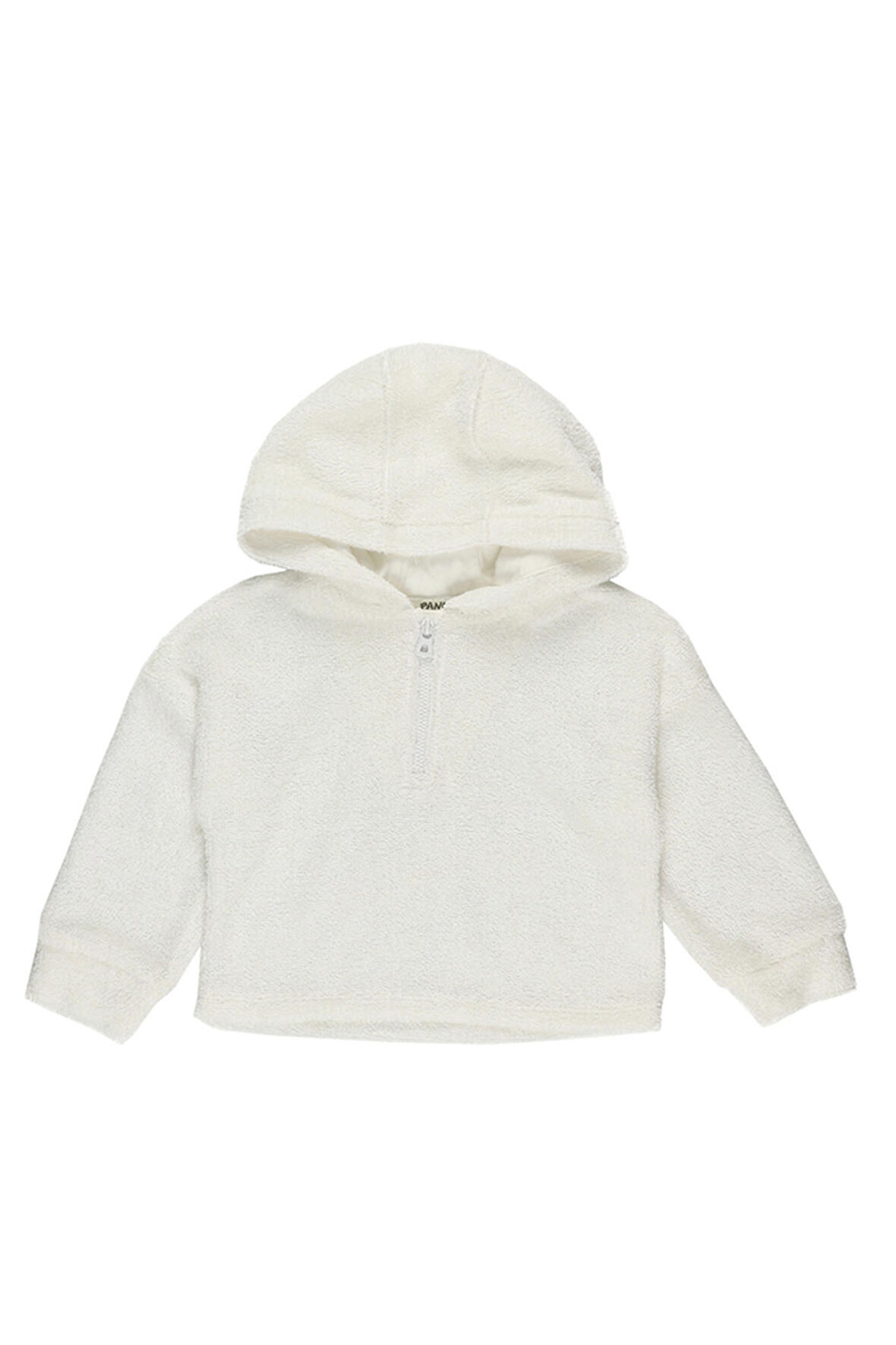 Panço Kız Çocuk Kapüşonlu  Havlu Sweatshirt Beyaz