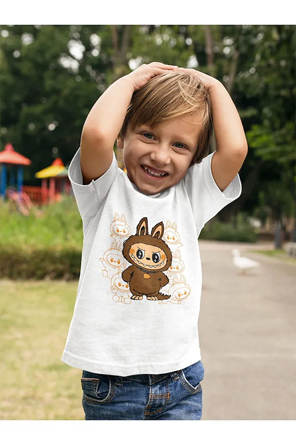 Labubu Baskılı Unisex Çizgi Film Çocuk Tişört (1-12 Yaş)