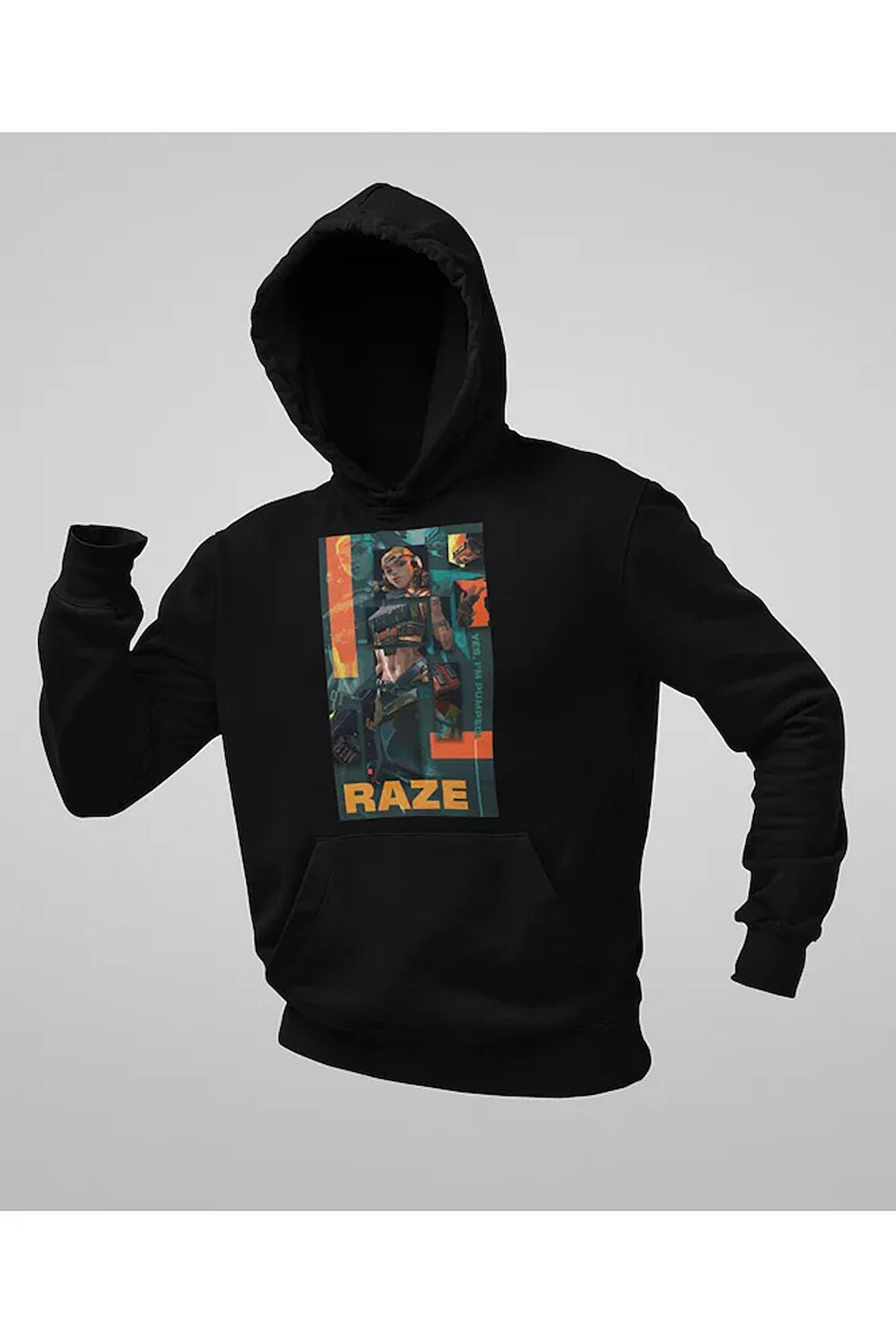 Yes Im Pumped Yazılı Unisex Oversize Vallorant Raze Hoodie