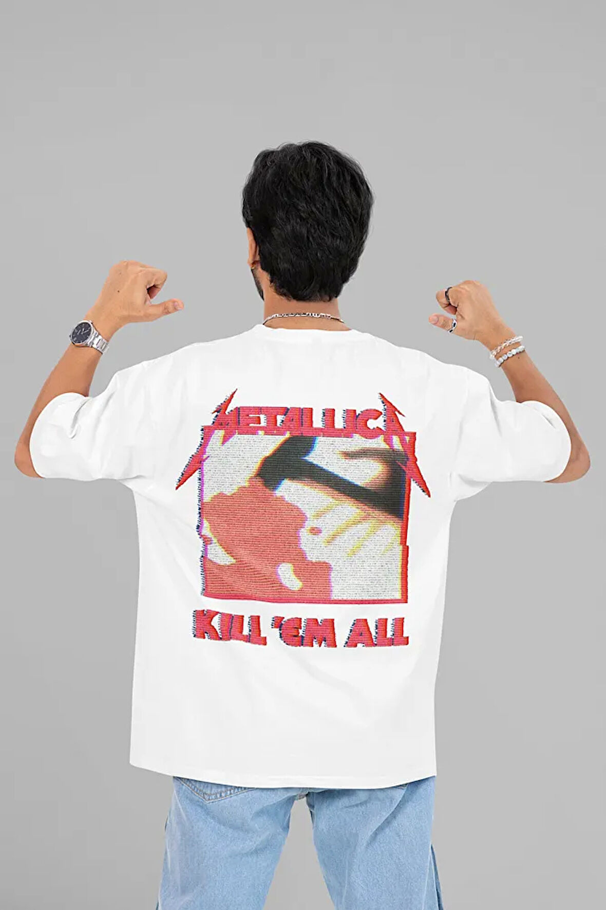 Metallica Kill 'Em All Baskılı Unisex Oversize Müzik Grubu Tişört