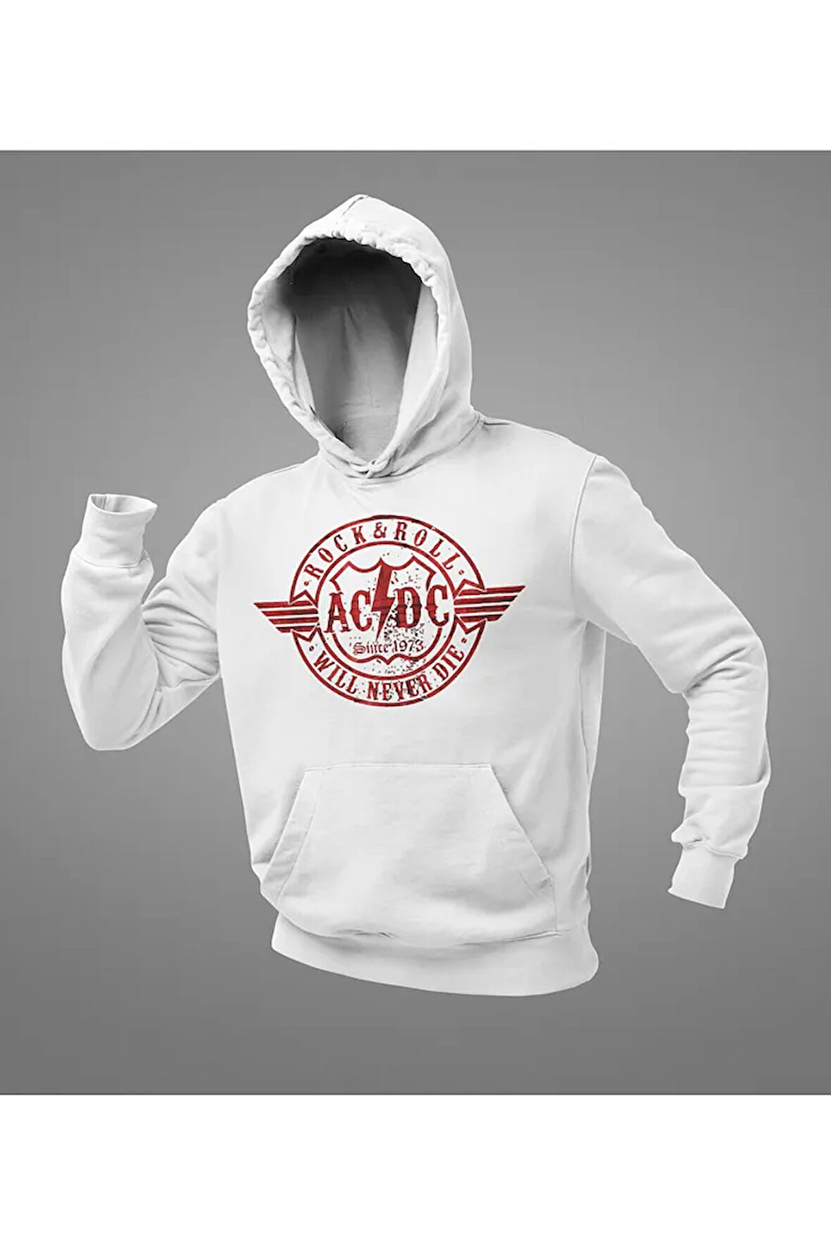Rock & Roll Since 1973 AC DC Baskılı Unisex Oversize Rock Metal Müzik Grubu Hoodie