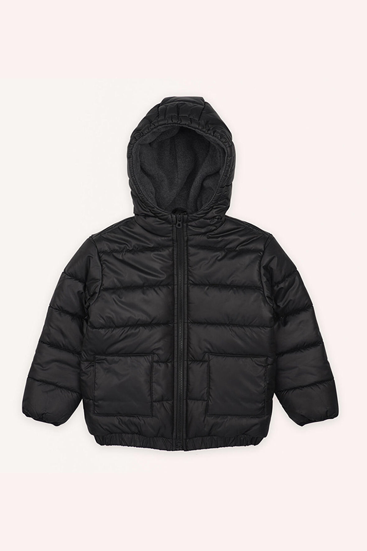 Erkek Çocuk Kapüşonlu Şişme Mont Siyah
