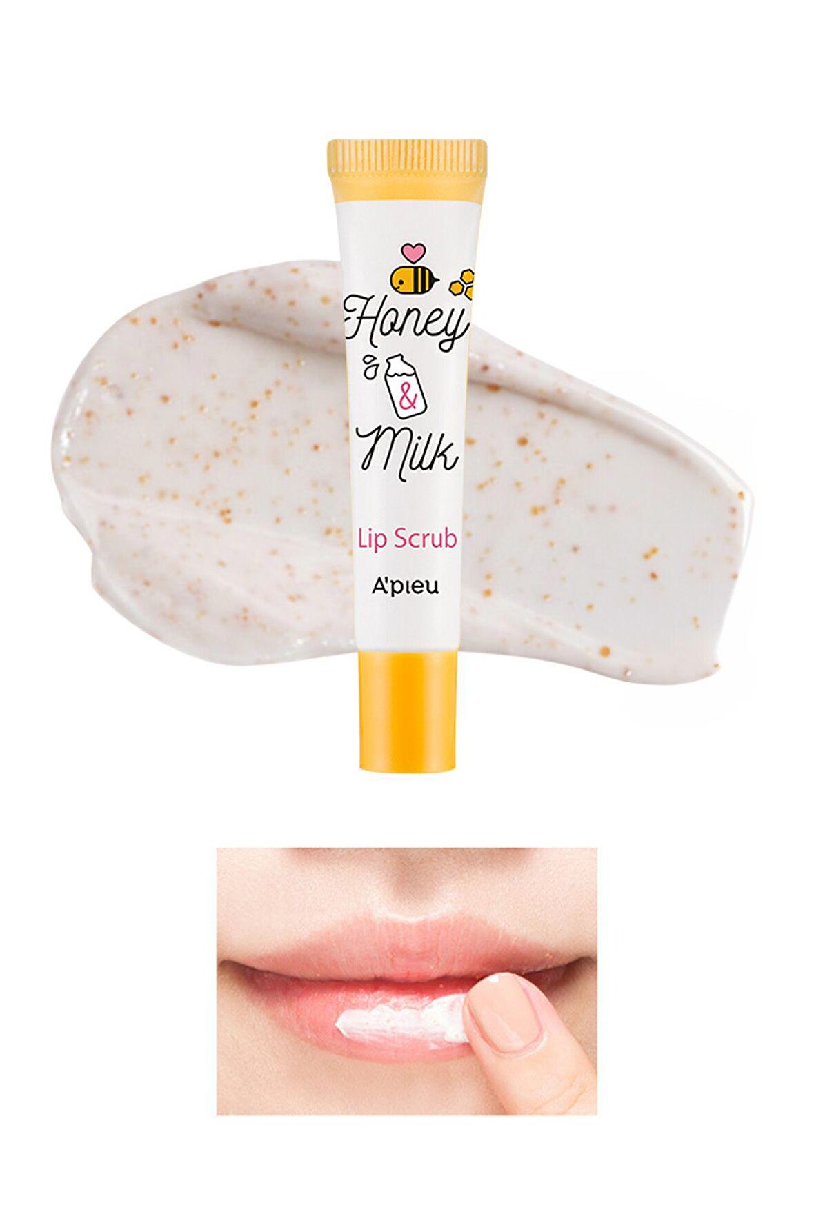 Süt ve Bal Özlü Pürüzsüzleştirici Dudak Peelingi APIEU Honey & Milk Lip Scrub